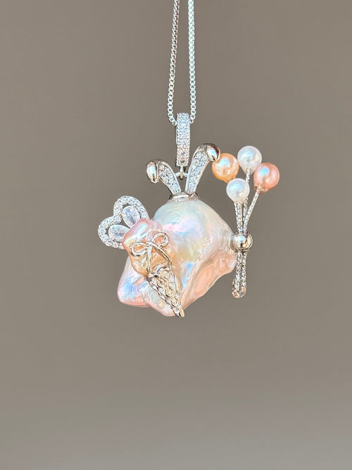 Bunny Balloon Sprite Baroque Pearl Necklace SKUE1503
