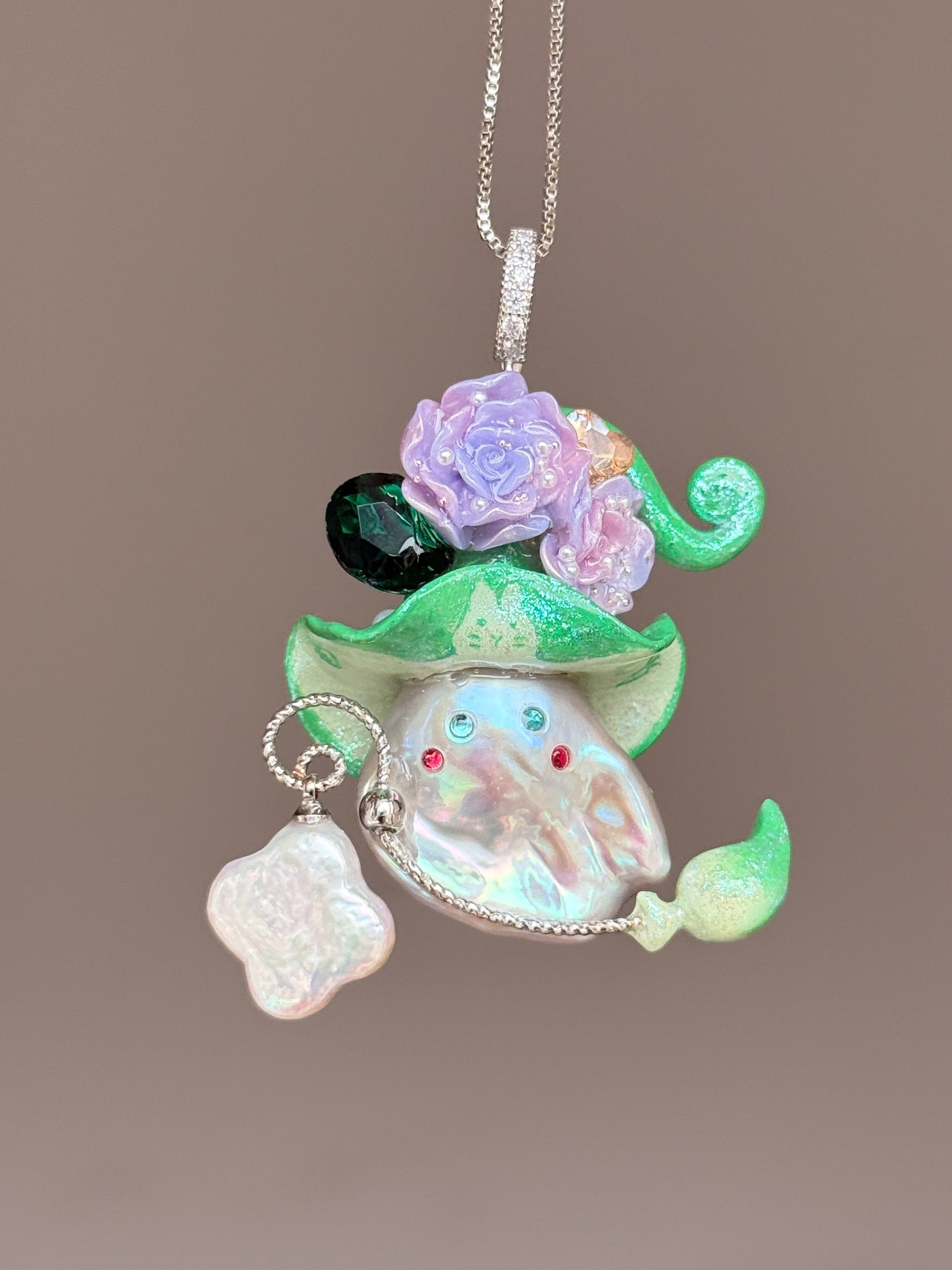 Green Rabbit Motif Baroque Pearl Necklace SKUE1396