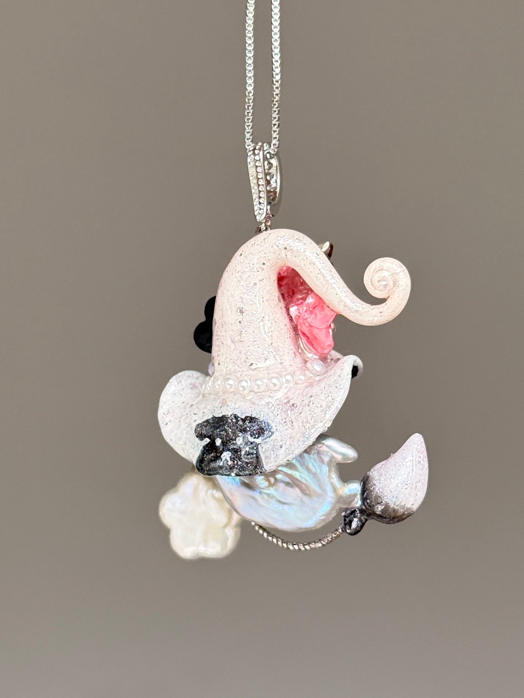 Pink Rose Puppy Sprite Baroque Pearl Necklace SKUE1394