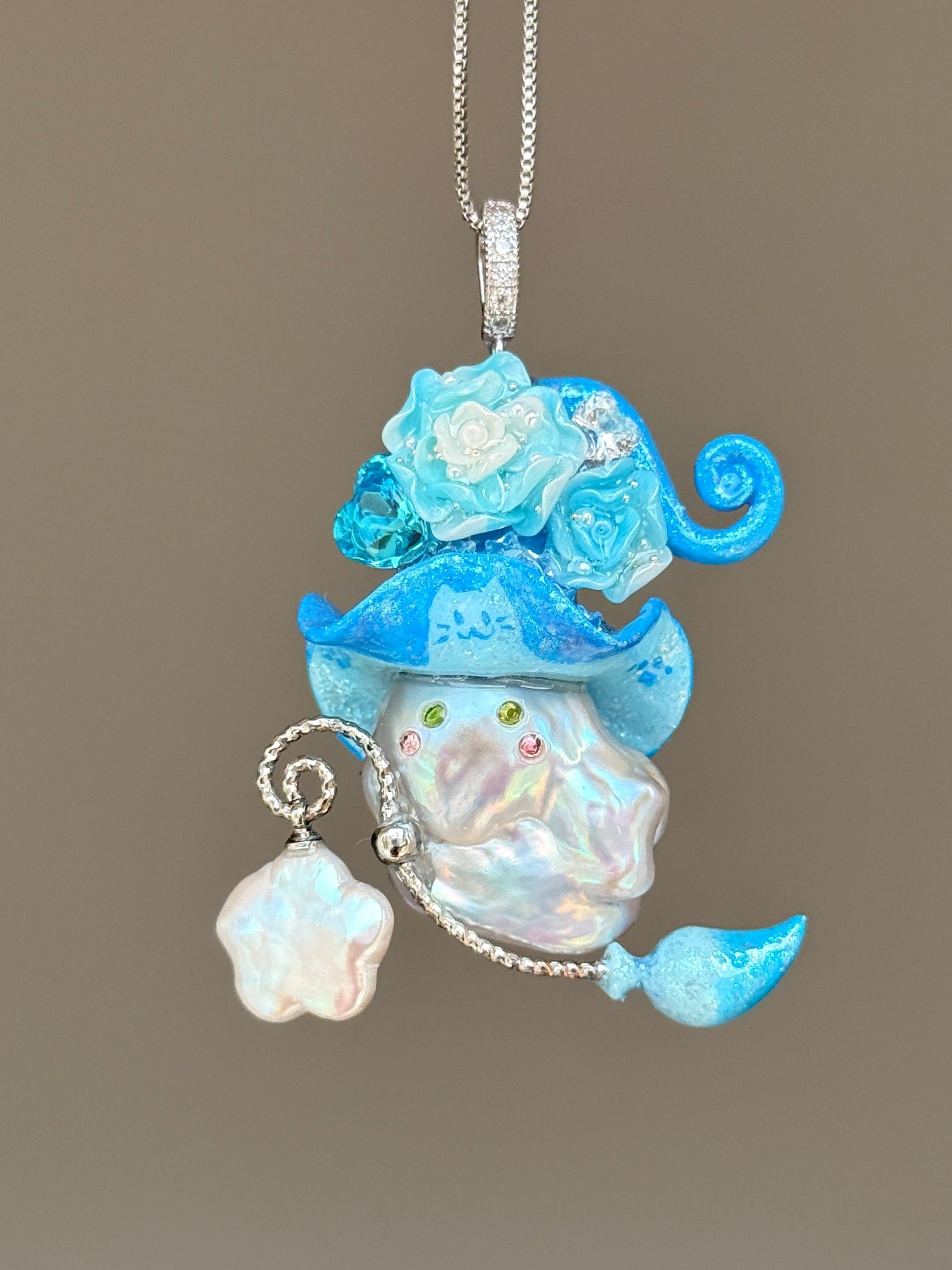 Blue Frost Colorblock Baroque Pearl Necklace SKUE1393
