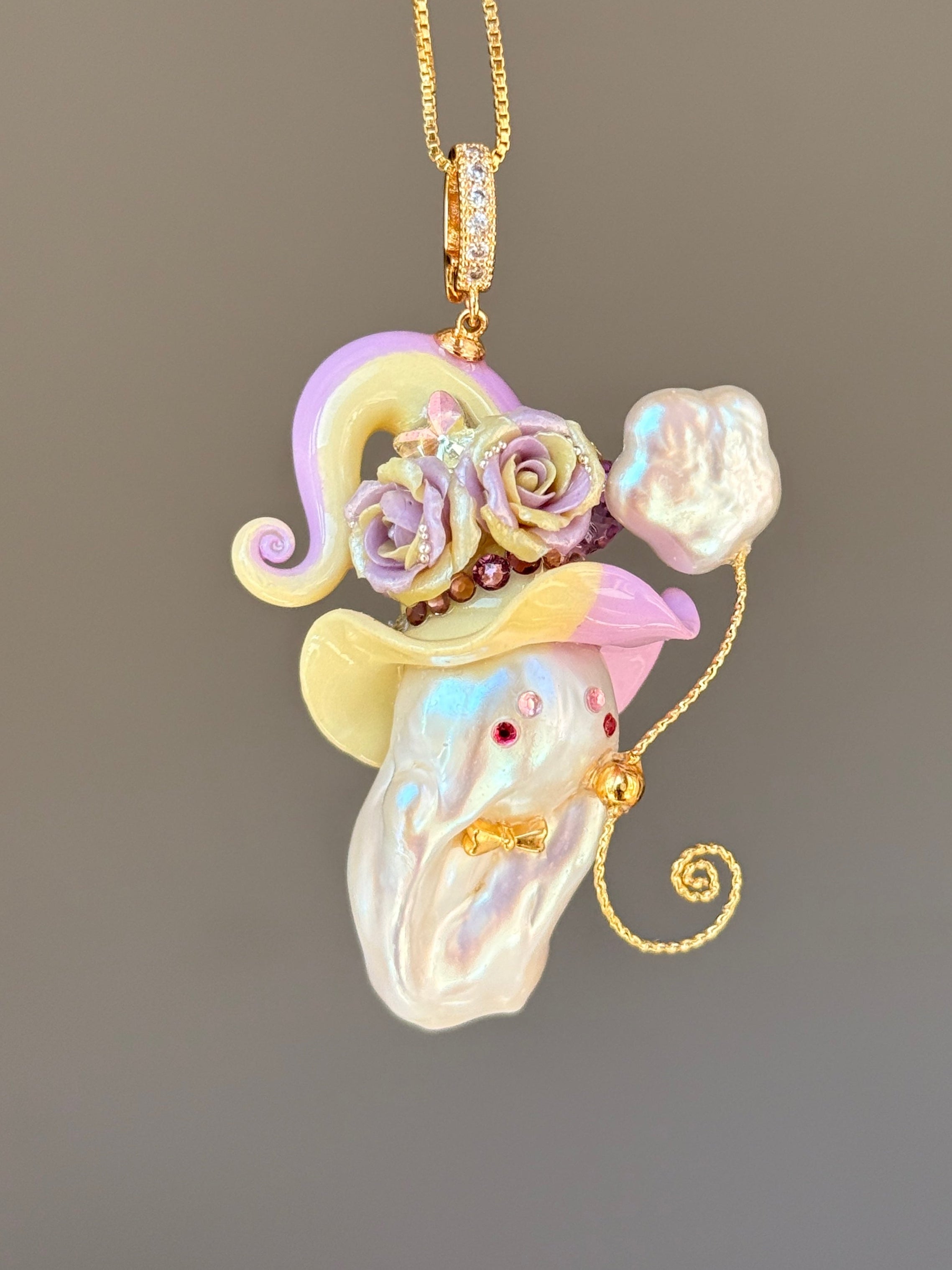 Lemon Lavender Colorblock Baroque Pearl Necklace SKUE1304
