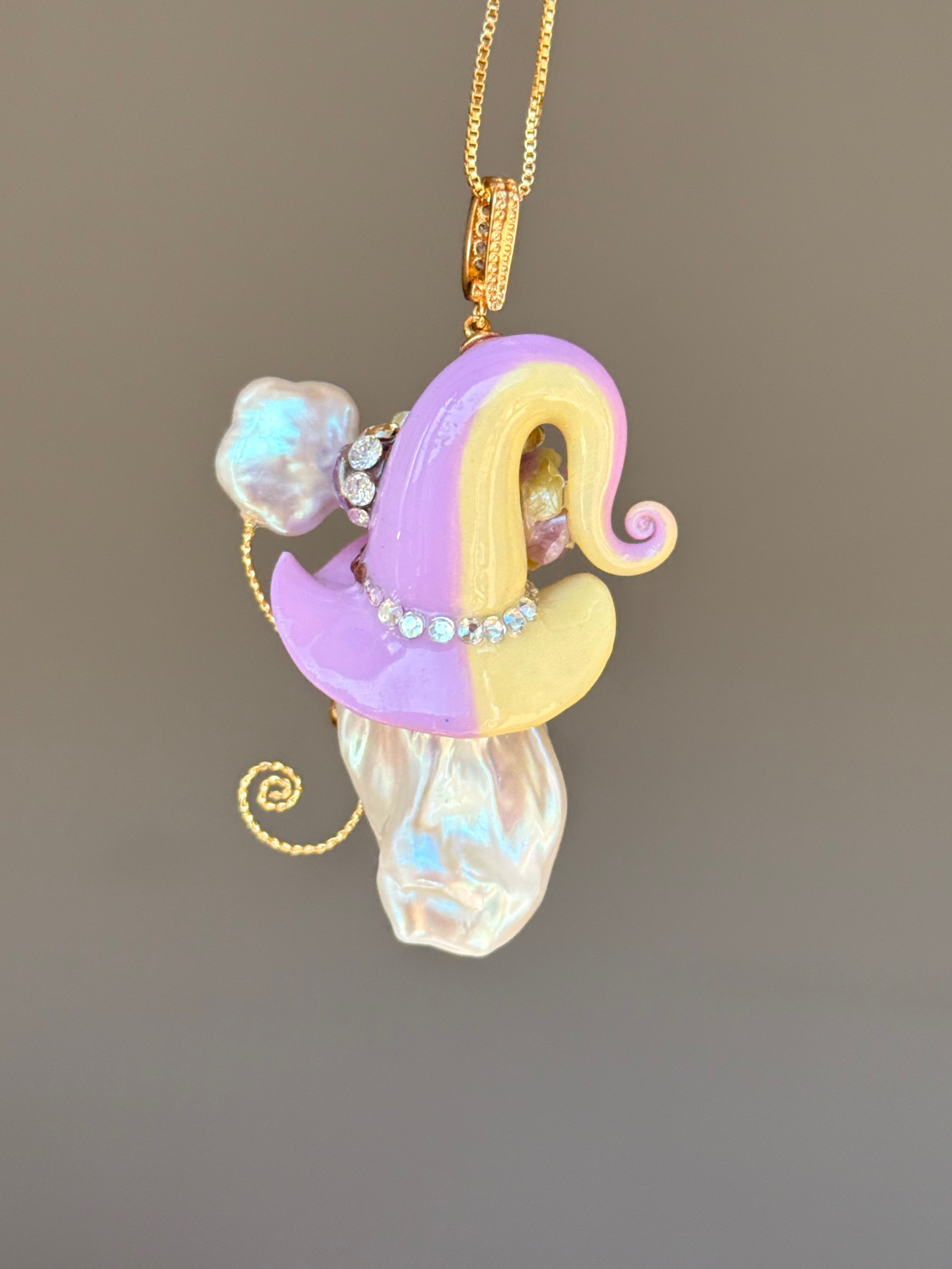 Lemon Lavender Colorblock Baroque Pearl Necklace SKUE1304