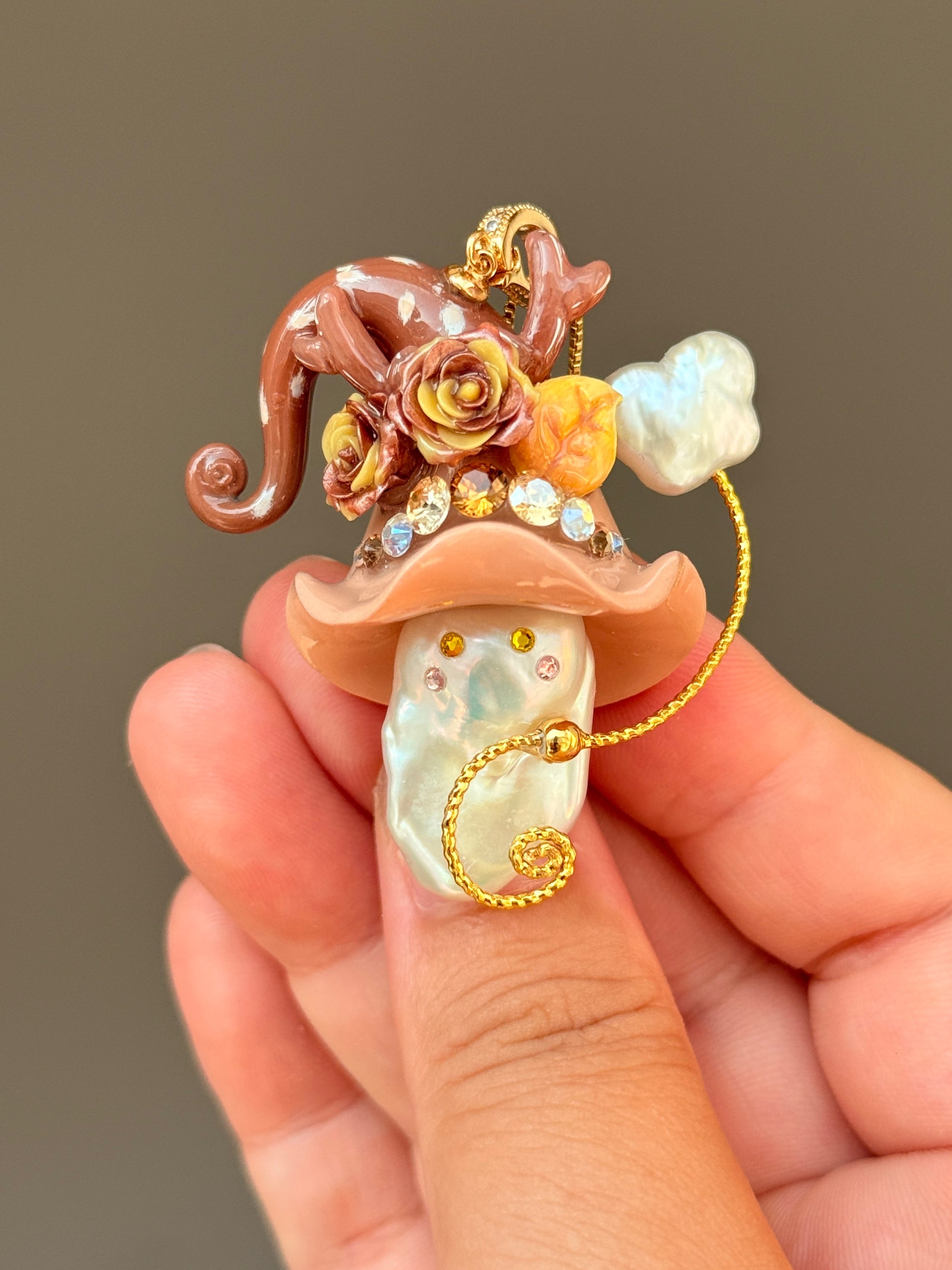 Woodland Fawn Sprite Baroque Pearl Necklace SKUE1226