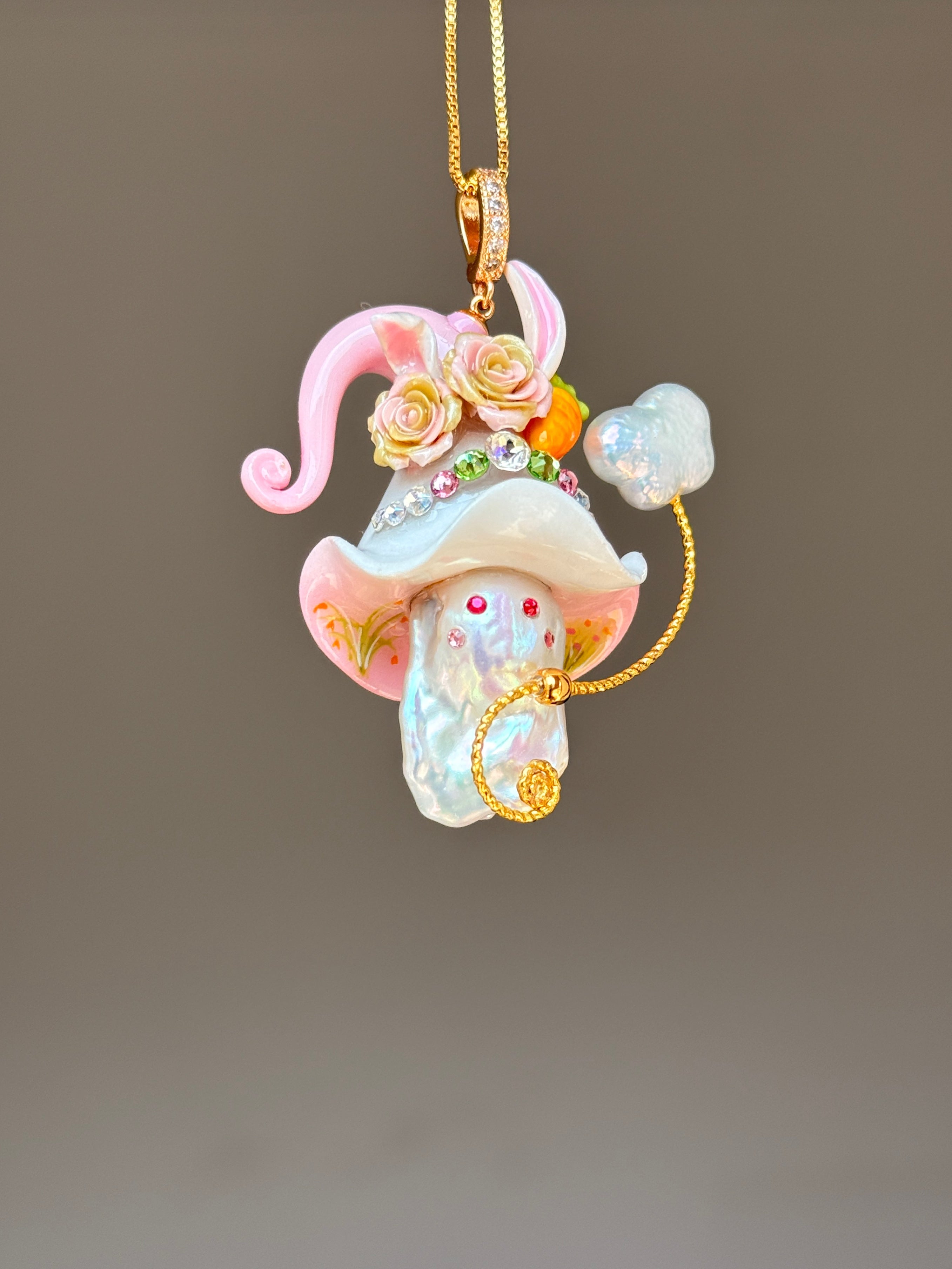 Carrot Bunny Sprite Baroque Pearl Necklace SKUE1225