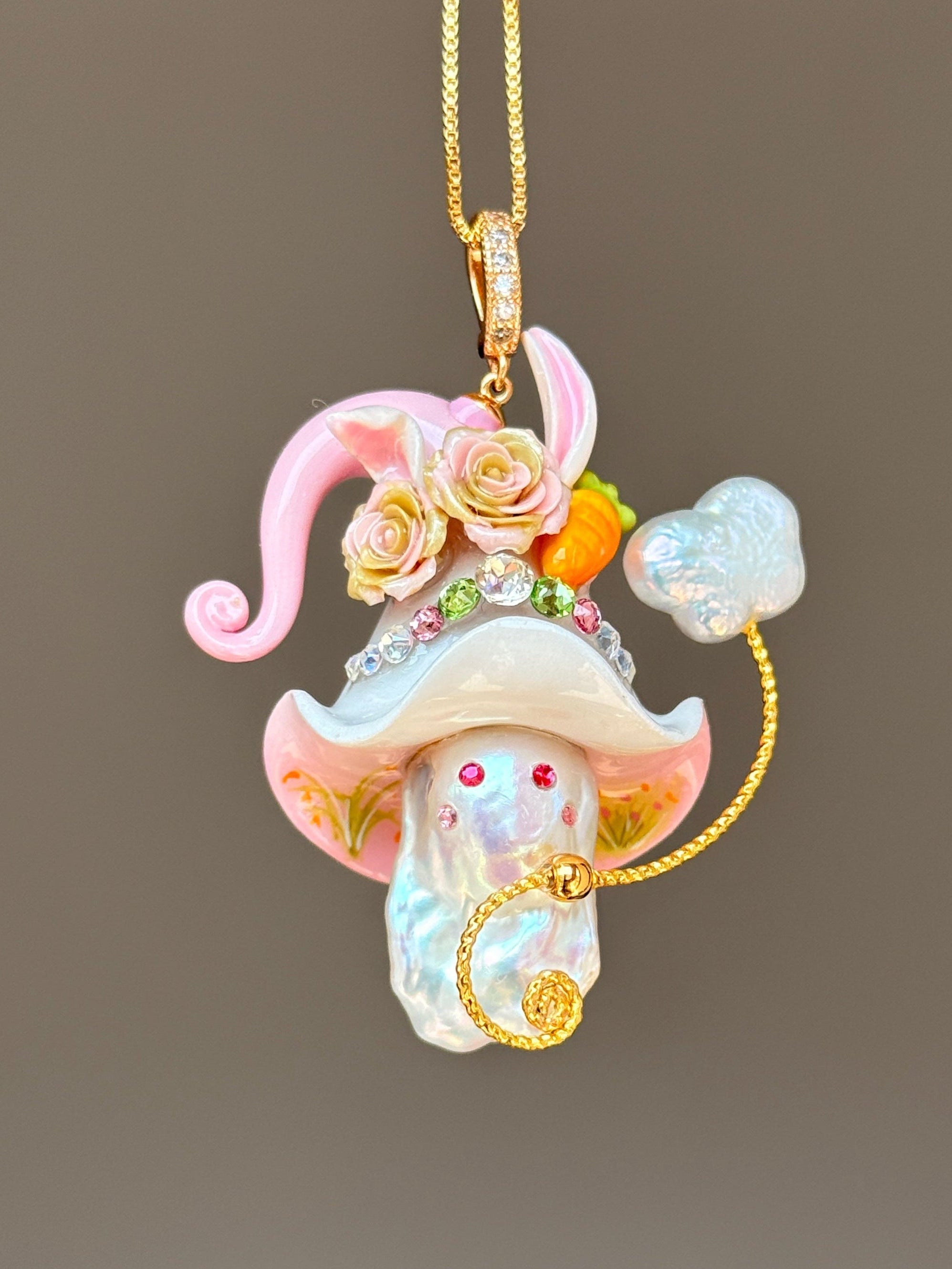Carrot Bunny Sprite Baroque Pearl Necklace SKUE1225
