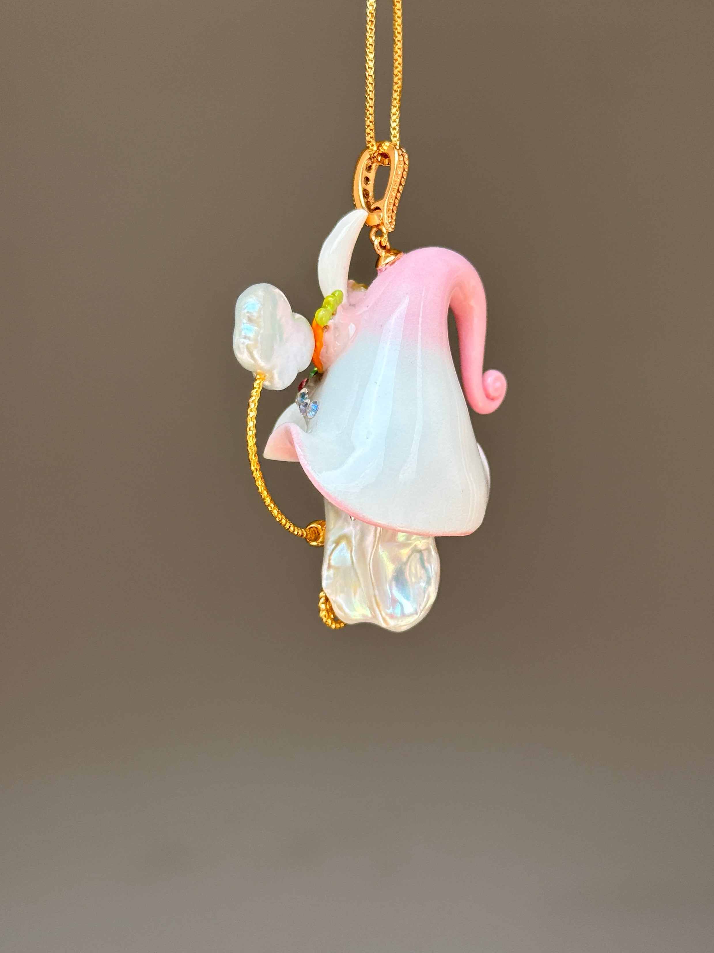 Carrot Bunny Sprite Baroque Pearl Necklace SKUE1225
