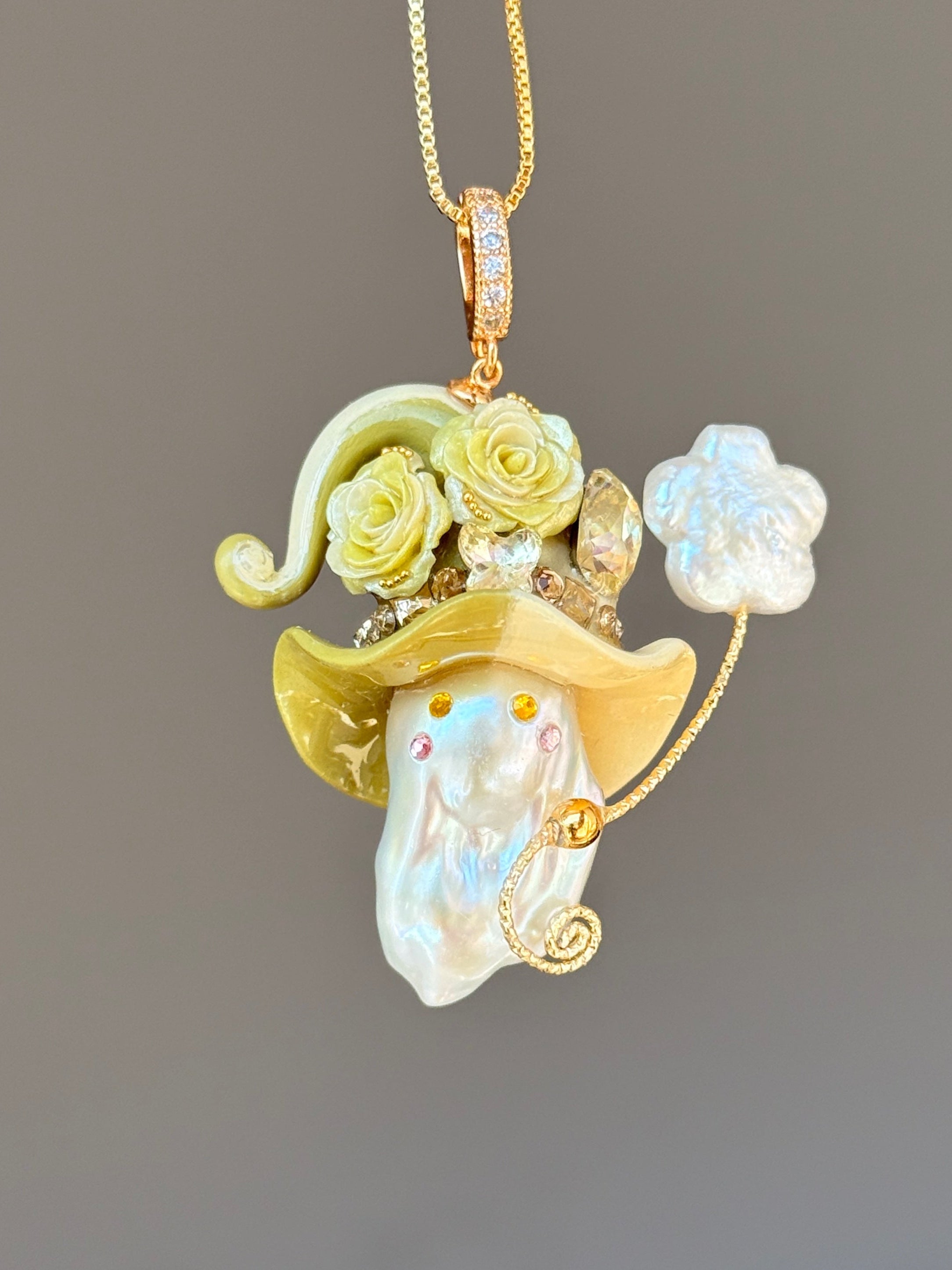 Butter Sage Colorblock Baroque Pearl Necklace SKUE1213