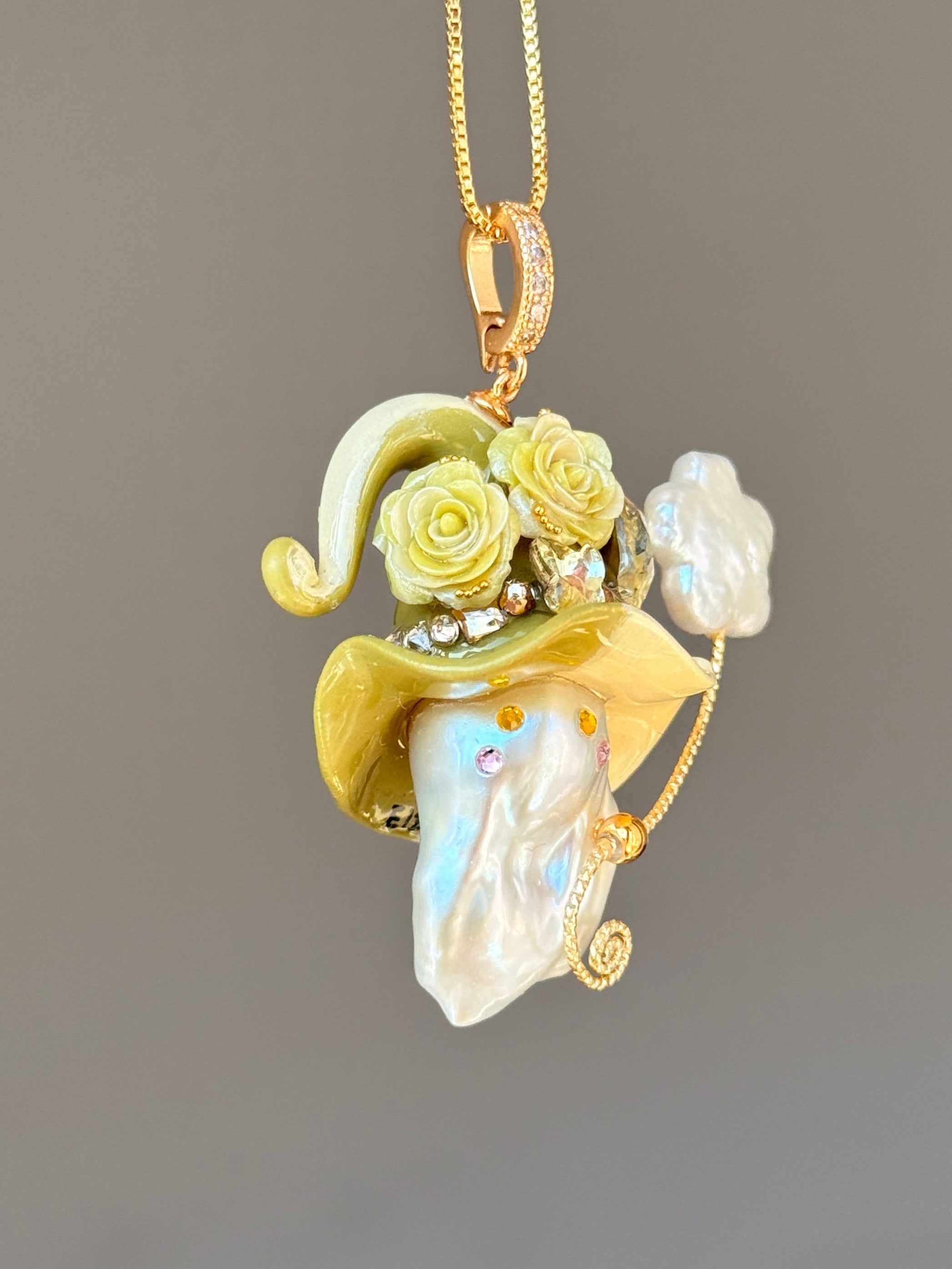 Butter Sage Colorblock Baroque Pearl Necklace SKUE1213