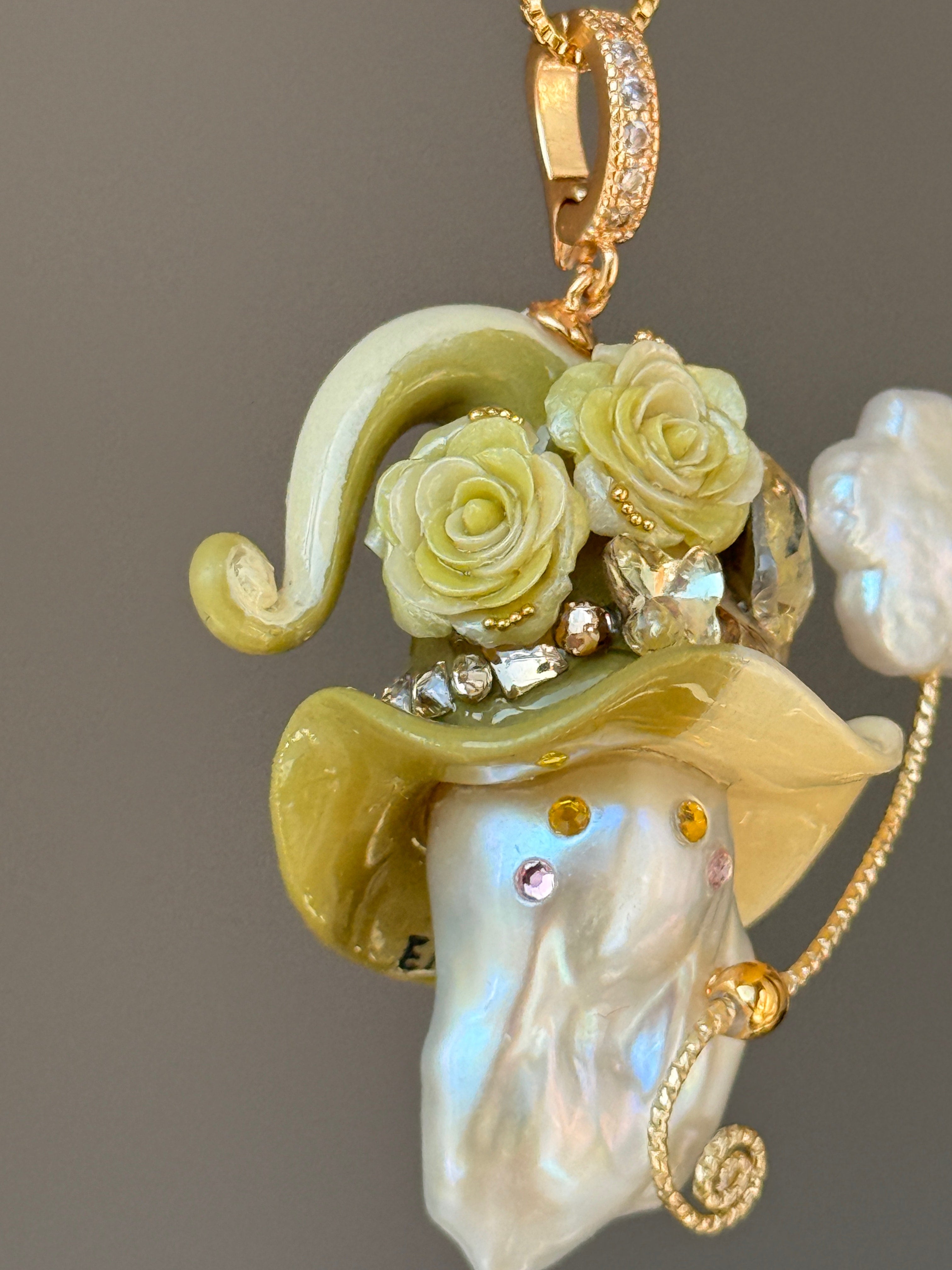 Butter Sage Colorblock Baroque Pearl Necklace SKUE1213