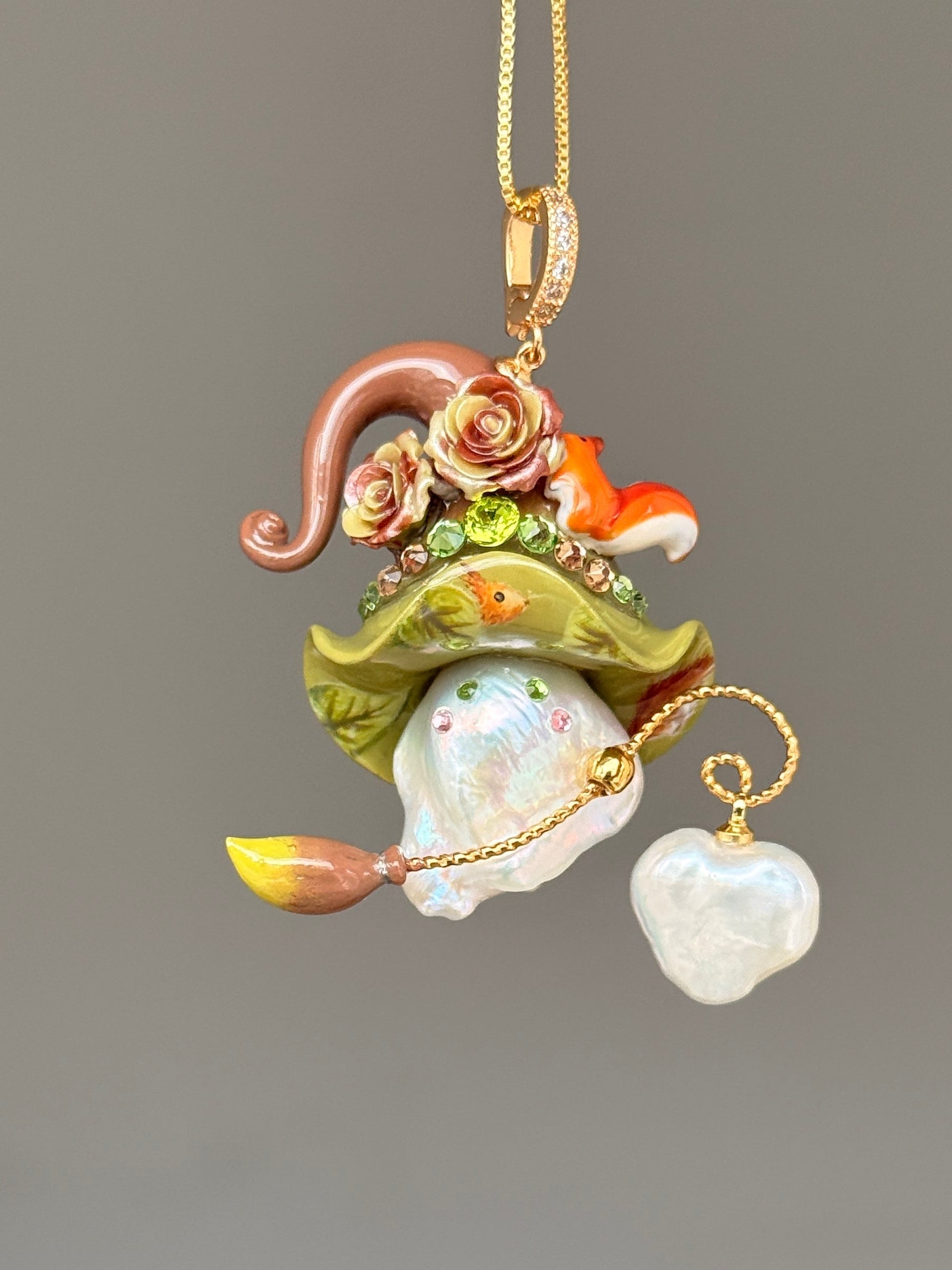 Woodland Squirrel Sprite Baroque Pearl Necklace SKUE1205