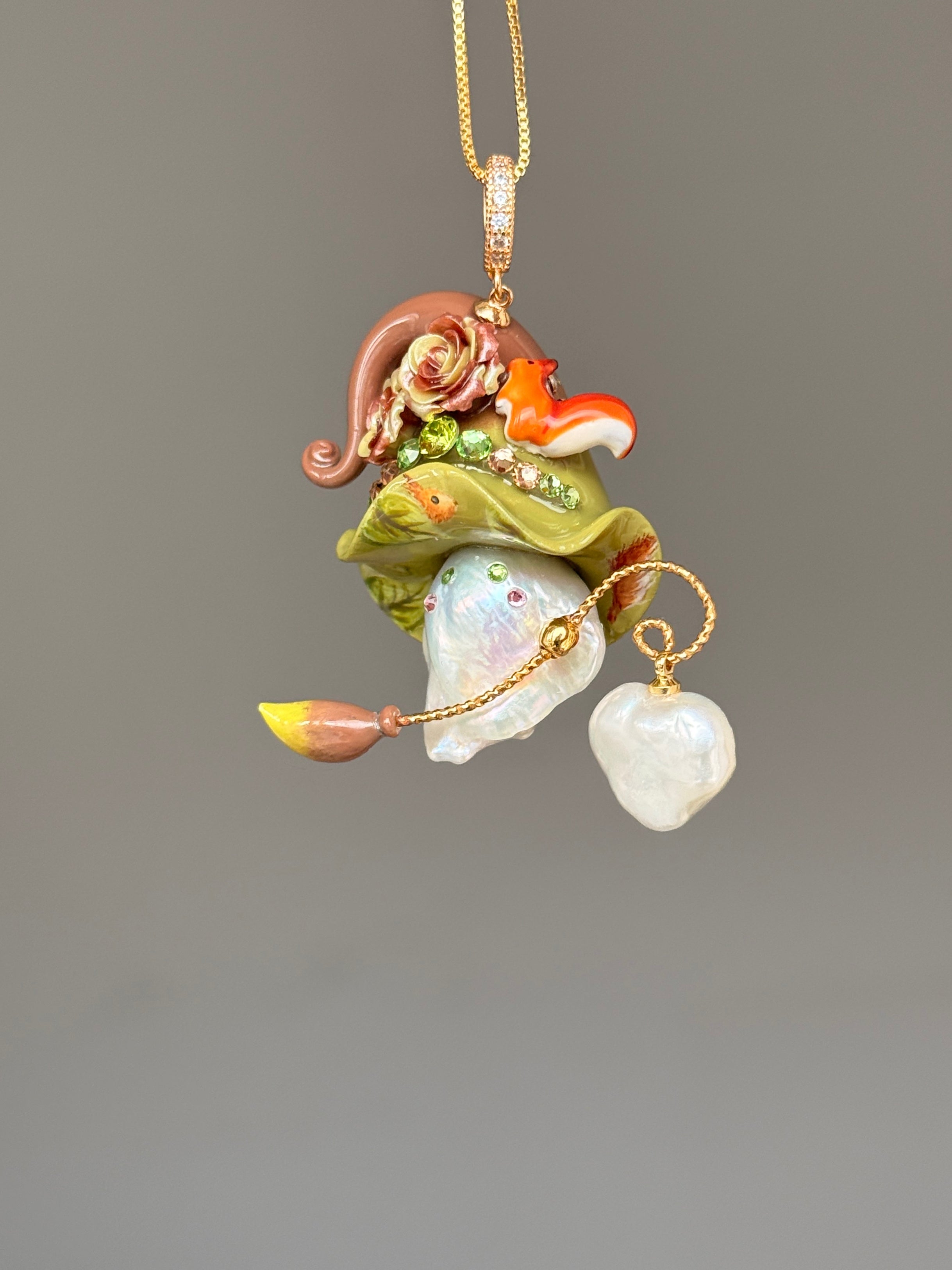 Woodland Squirrel Sprite Baroque Pearl Necklace SKUE1205