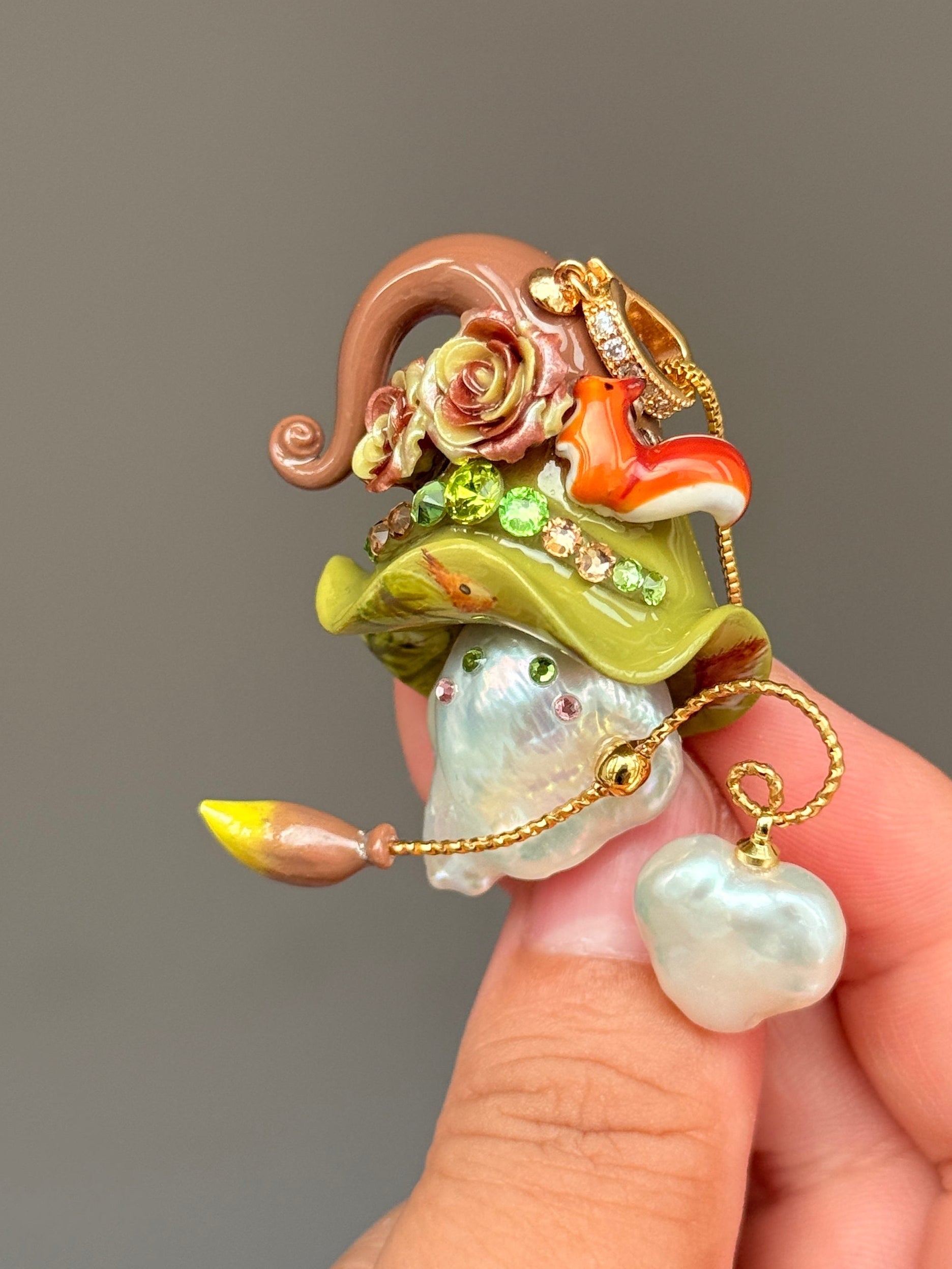 Woodland Squirrel Sprite Baroque Pearl Necklace SKUE1205