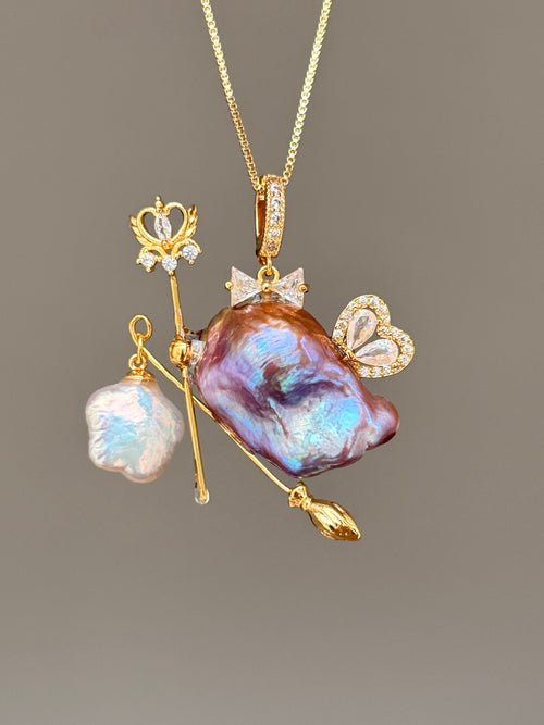 Lantern Wing Sprite Baroque Pearl Necklace SKU