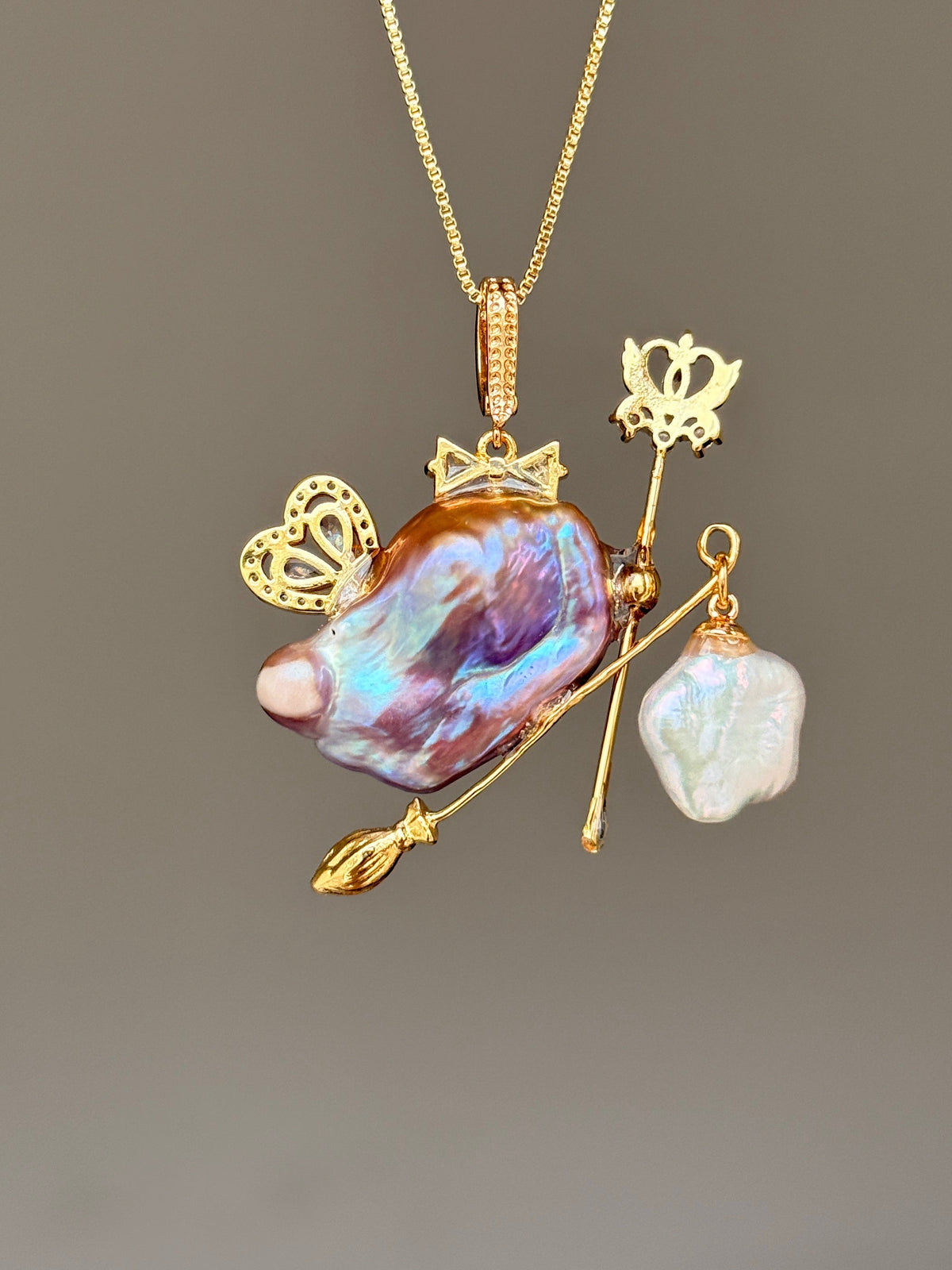 Lantern Wing Sprite Baroque Pearl Necklace SKU