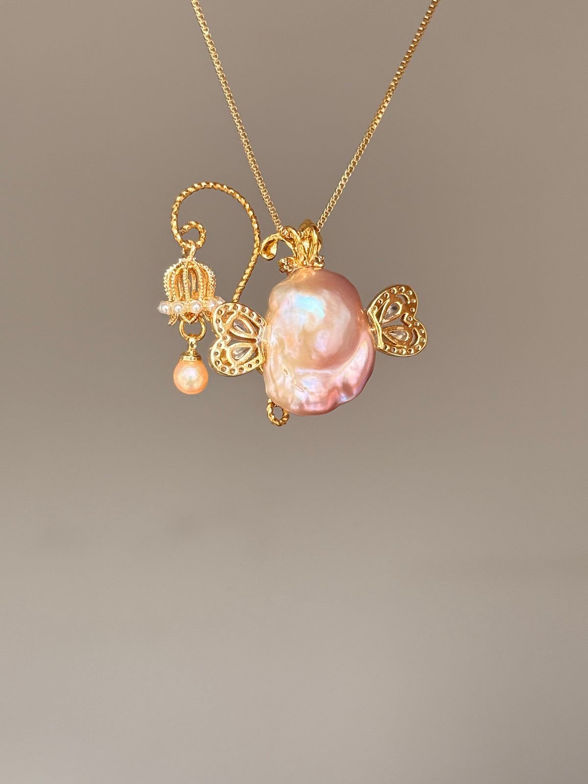 Lantern Butterfly Sprite Baroque Pearl Necklace SKUE883