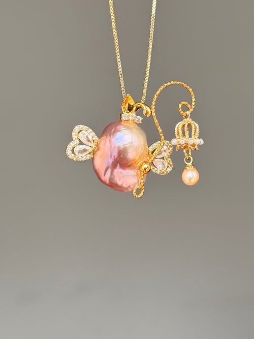 Lantern Butterfly Sprite Baroque Pearl Necklace SKUE883