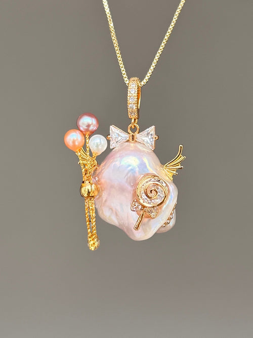 Lollipop Balloon Fairy Baroque Pearl Necklace SKUE4