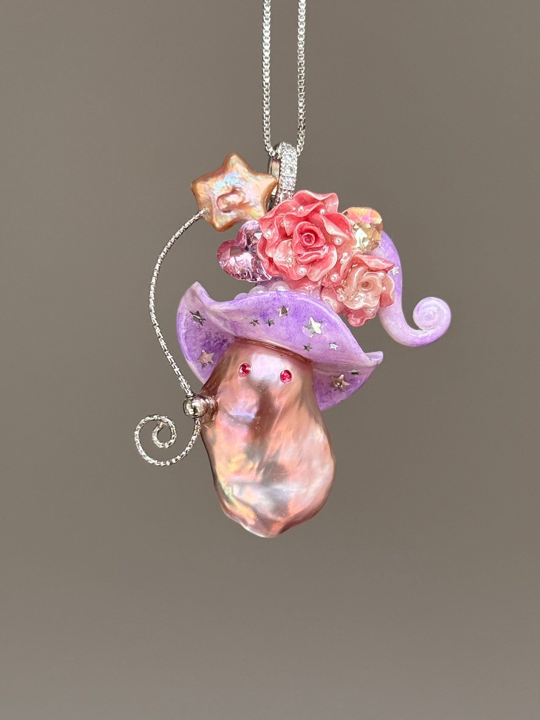 Lavender Swirl Sprite Baroque Pearl Necklace SKUE894