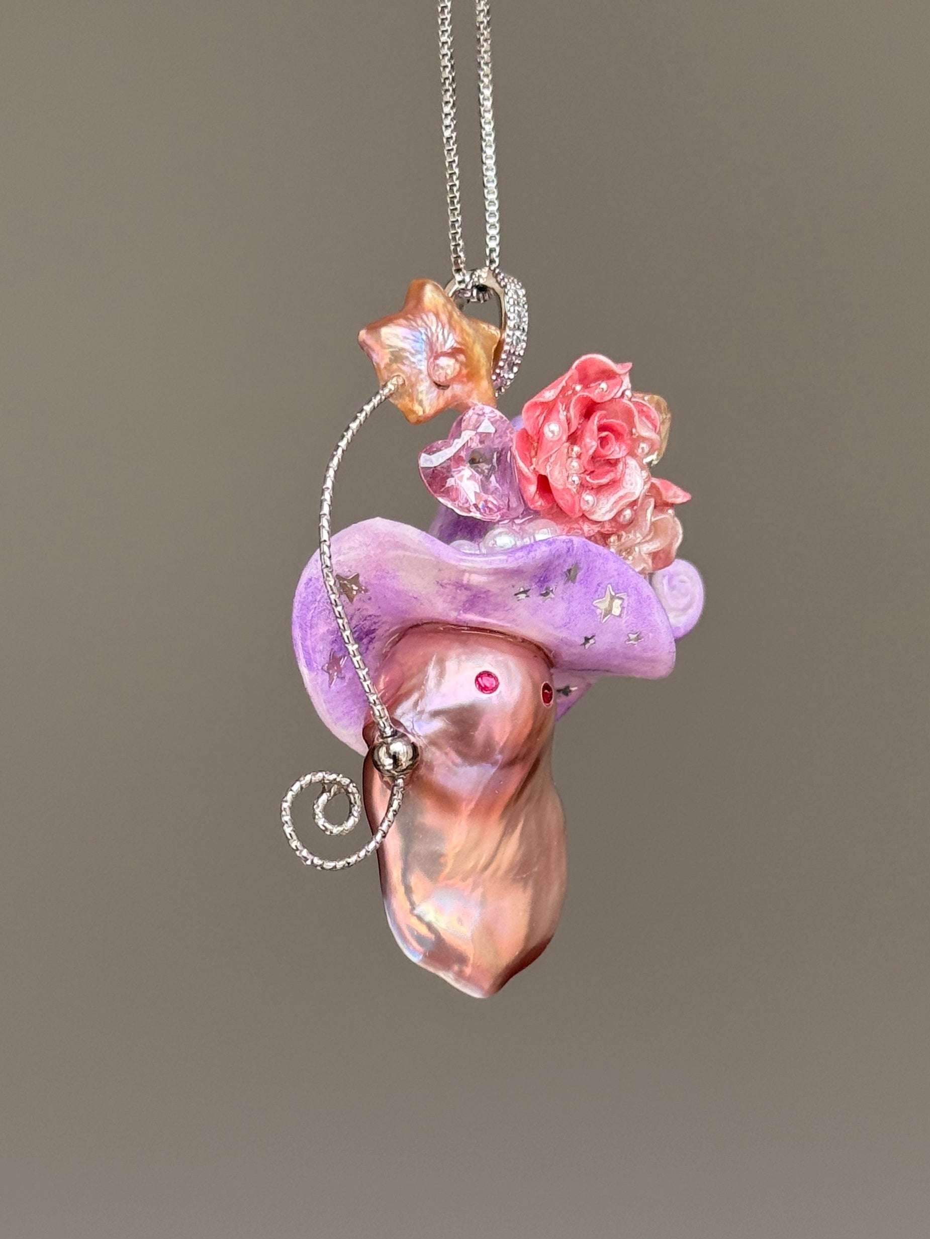 Lavender Swirl Sprite Baroque Pearl Necklace SKUE894