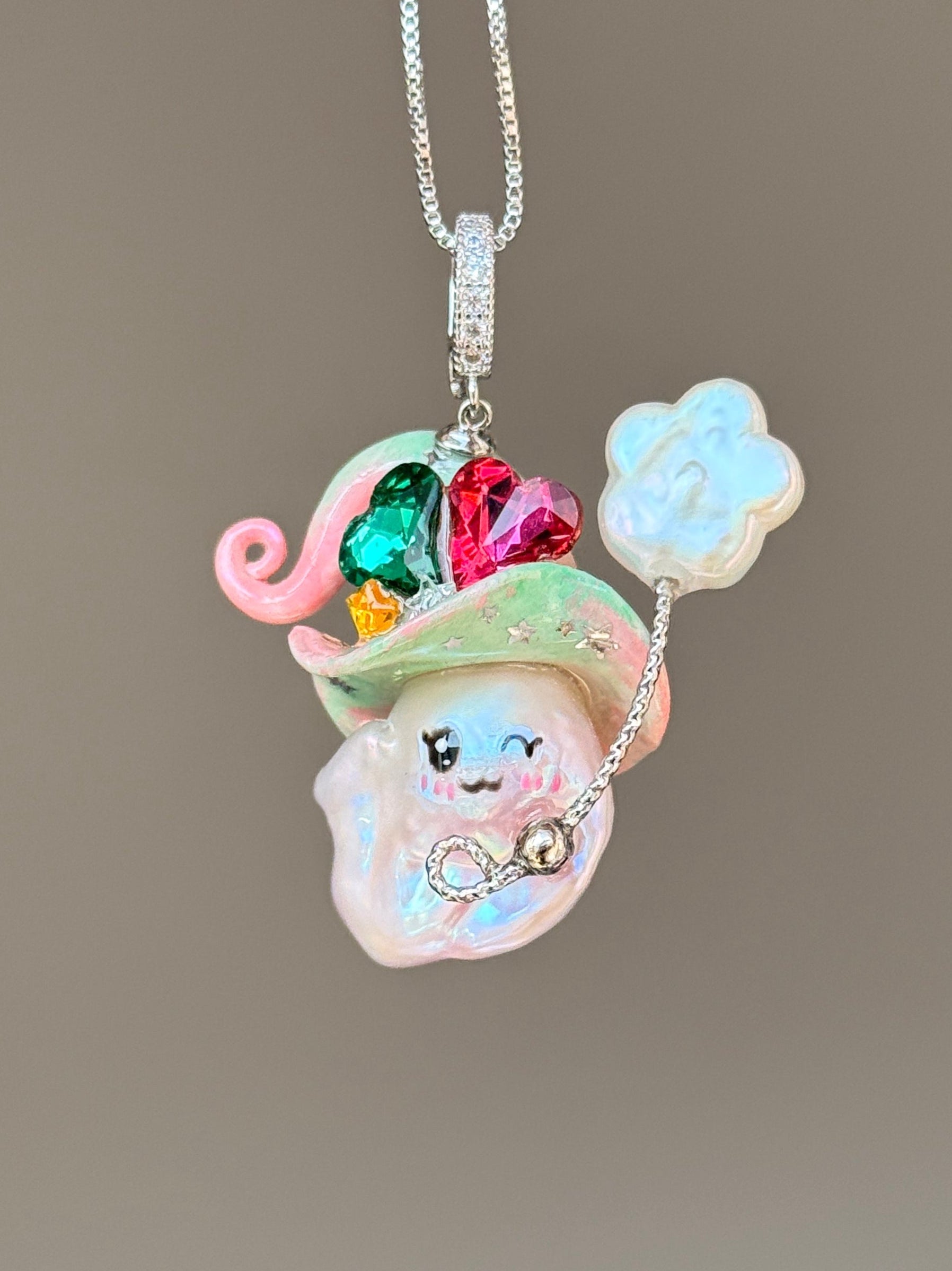 Candy Gem Mini Hat Baroque Pearl Necklace SKUE885