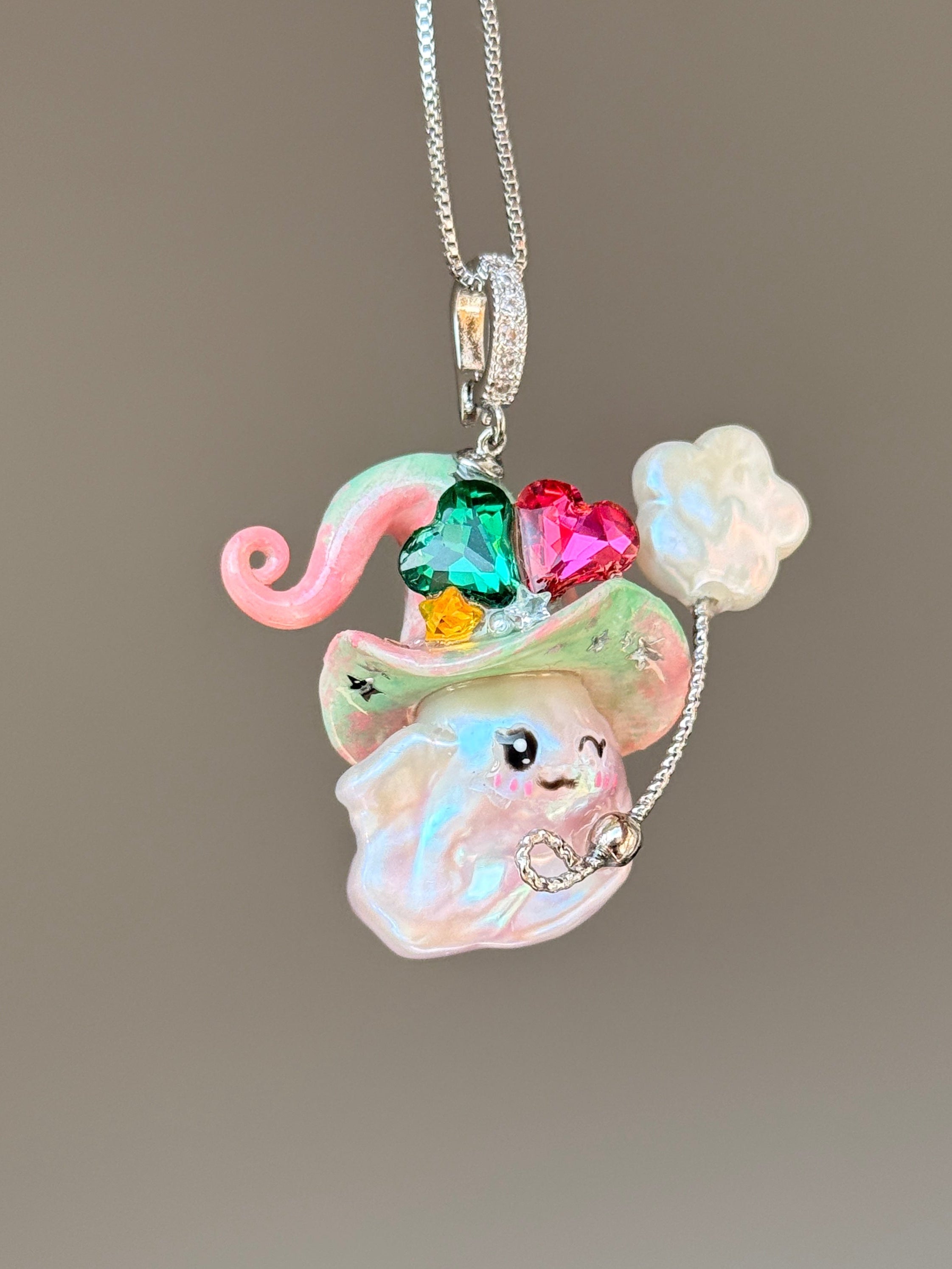 Candy Gem Mini Hat Baroque Pearl Necklace SKUE885
