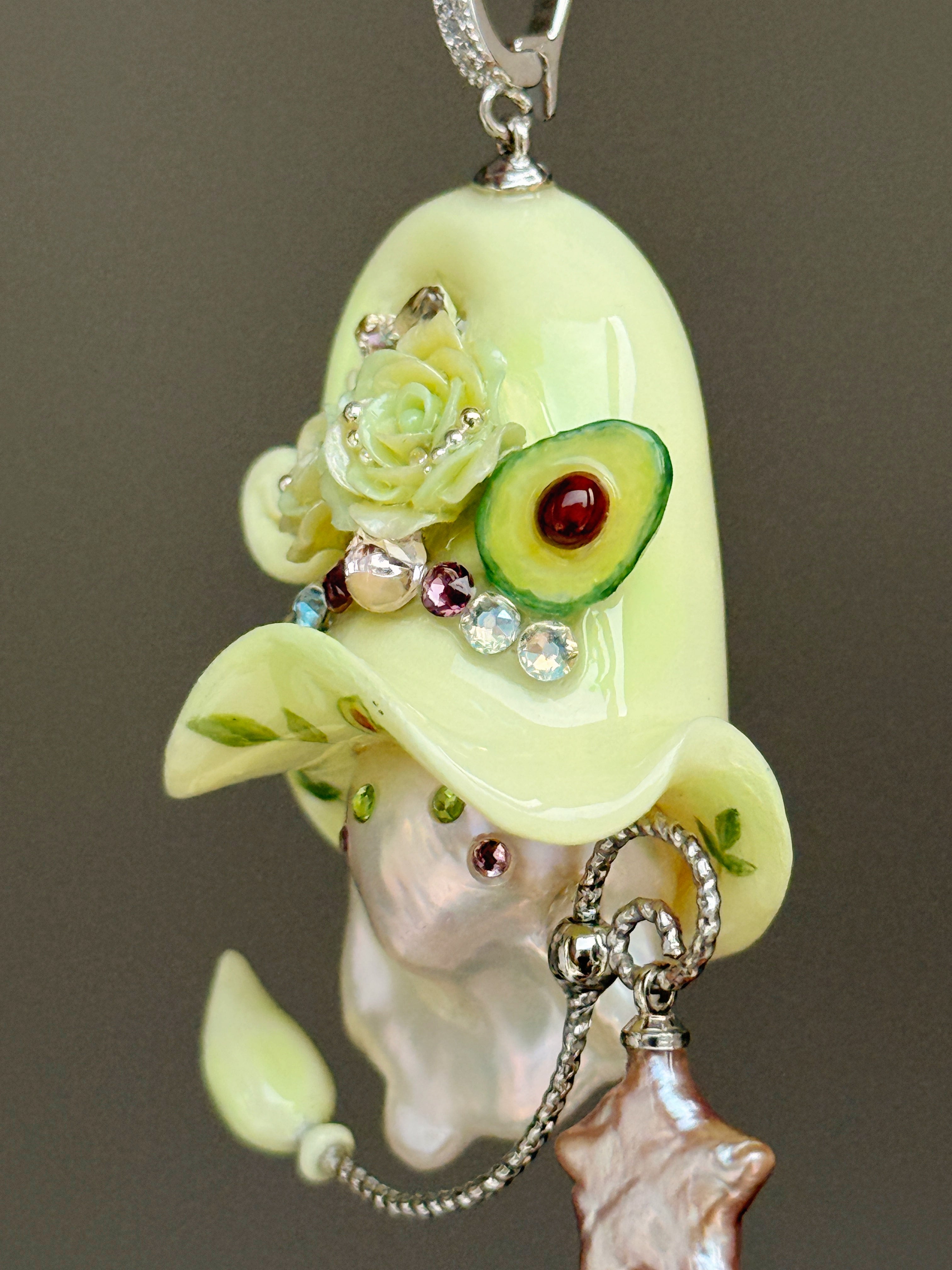 Avocado Sprite Baroque Pearl Necklace SKUE475