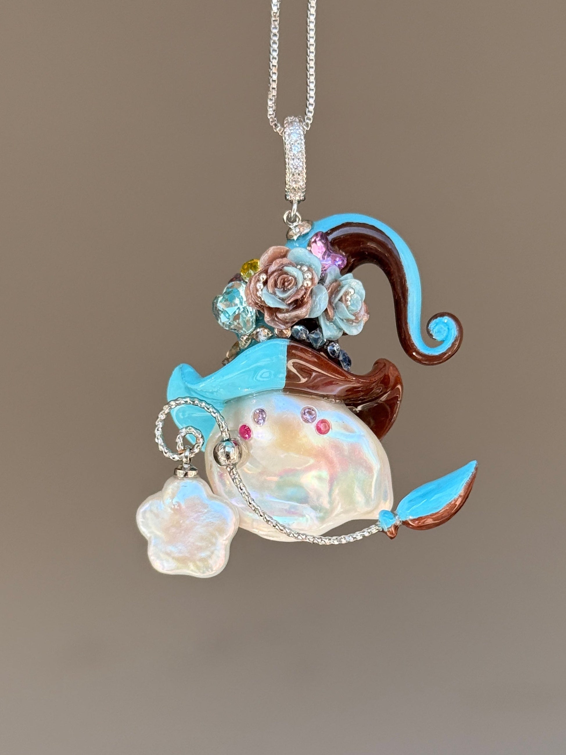 Blue Cocoa Colorblock Baroque Pearl Necklace SKUE473