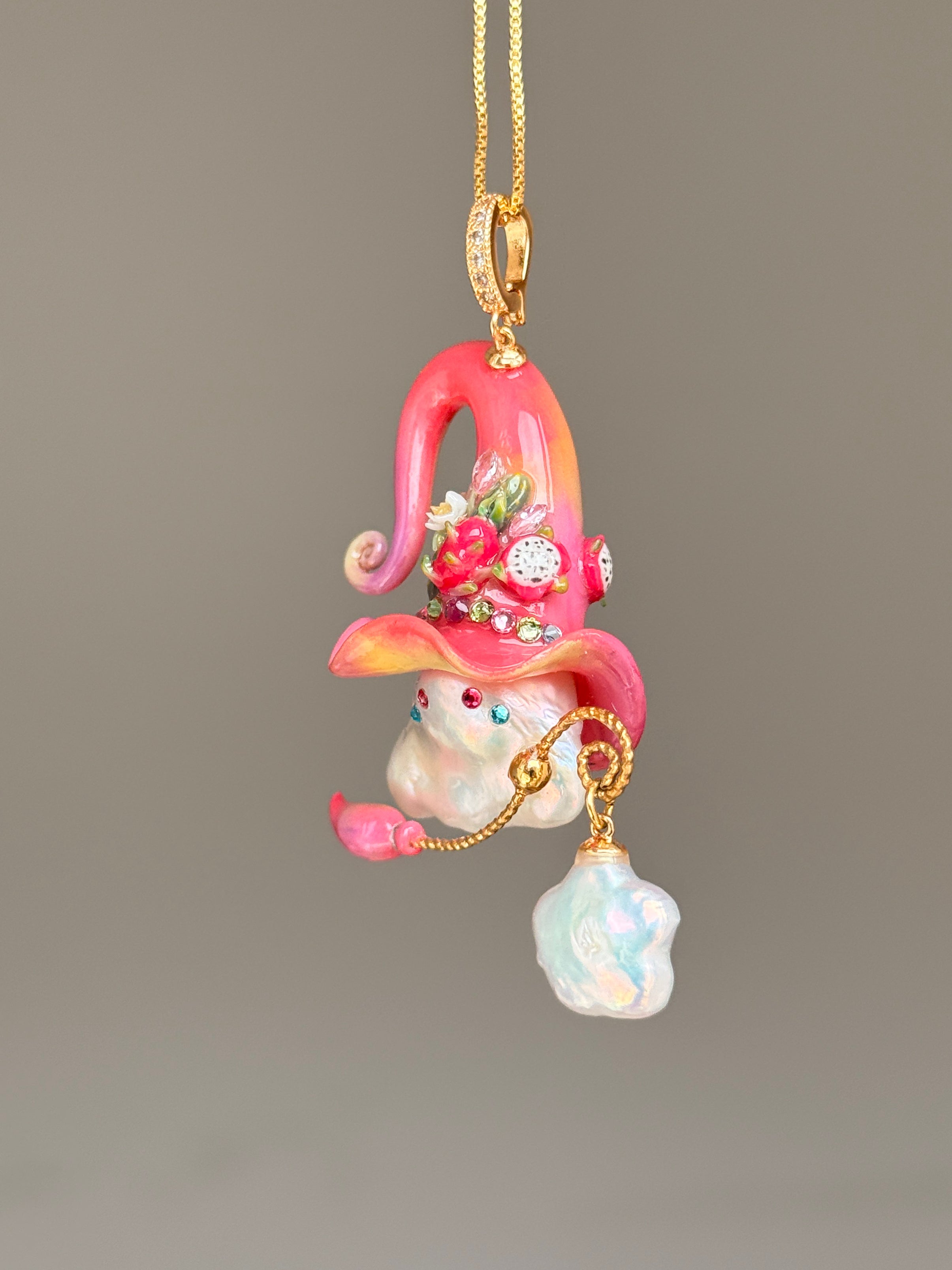 Dragon Fruit Witch Baroque Pearl Necklace SKUE465