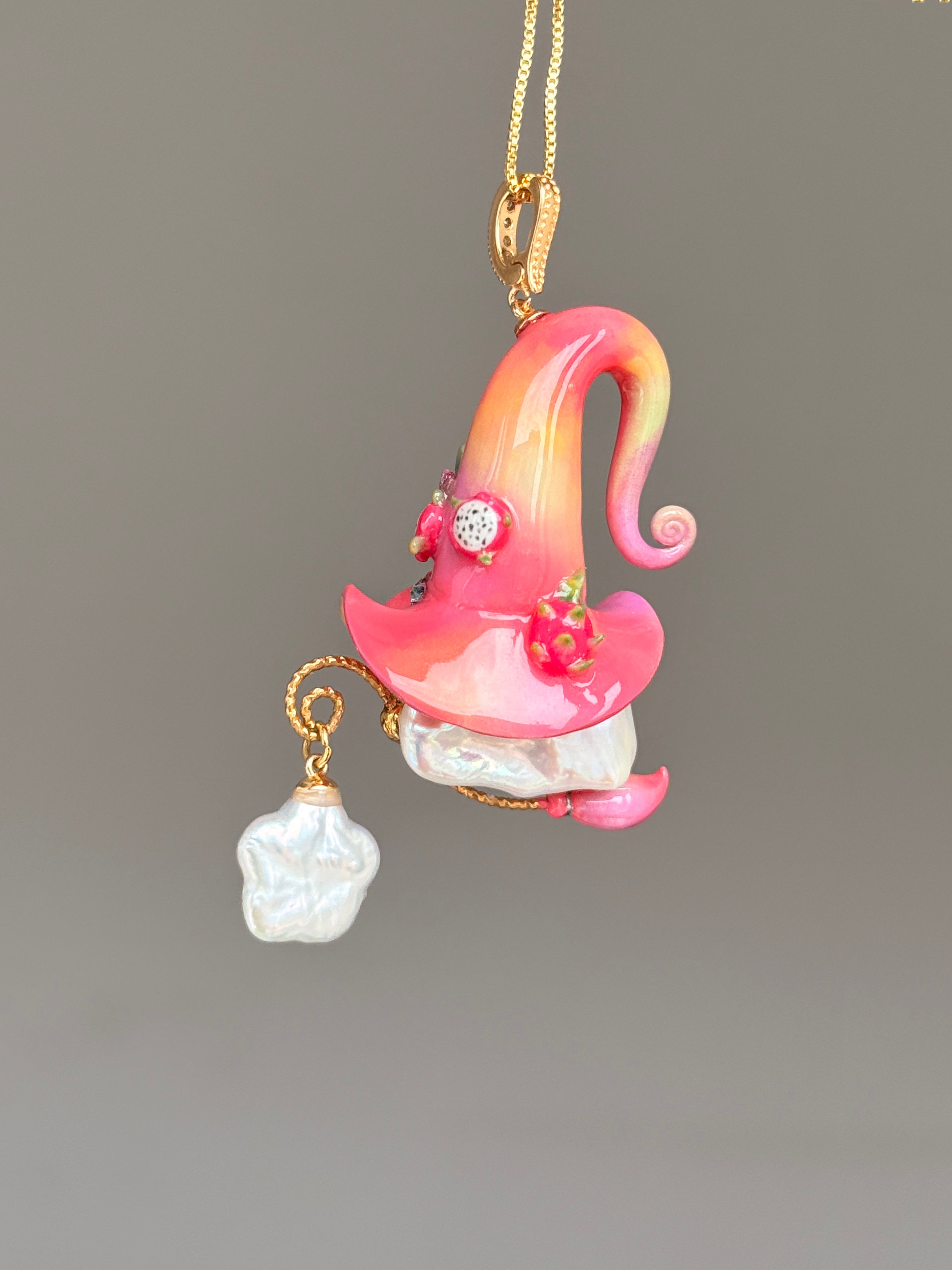 Dragon Fruit Witch Baroque Pearl Necklace SKUE465