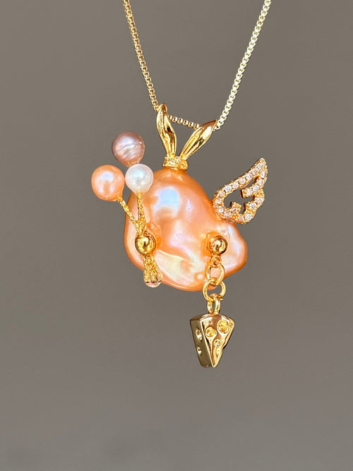 Balloon Bunny Sprite Baroque Pearl Necklace SKUE905