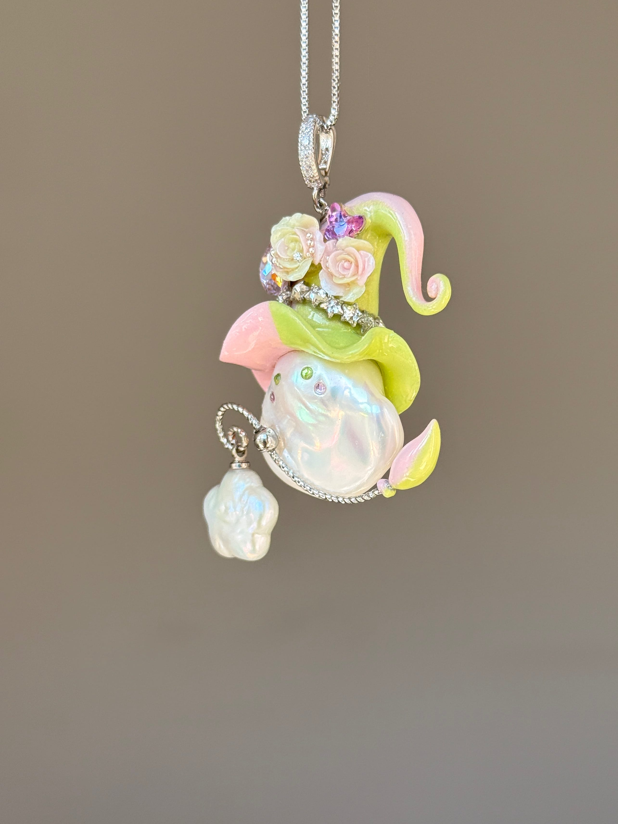 Lime Blush Colorblock Baroque Pearl Necklace SKUE452