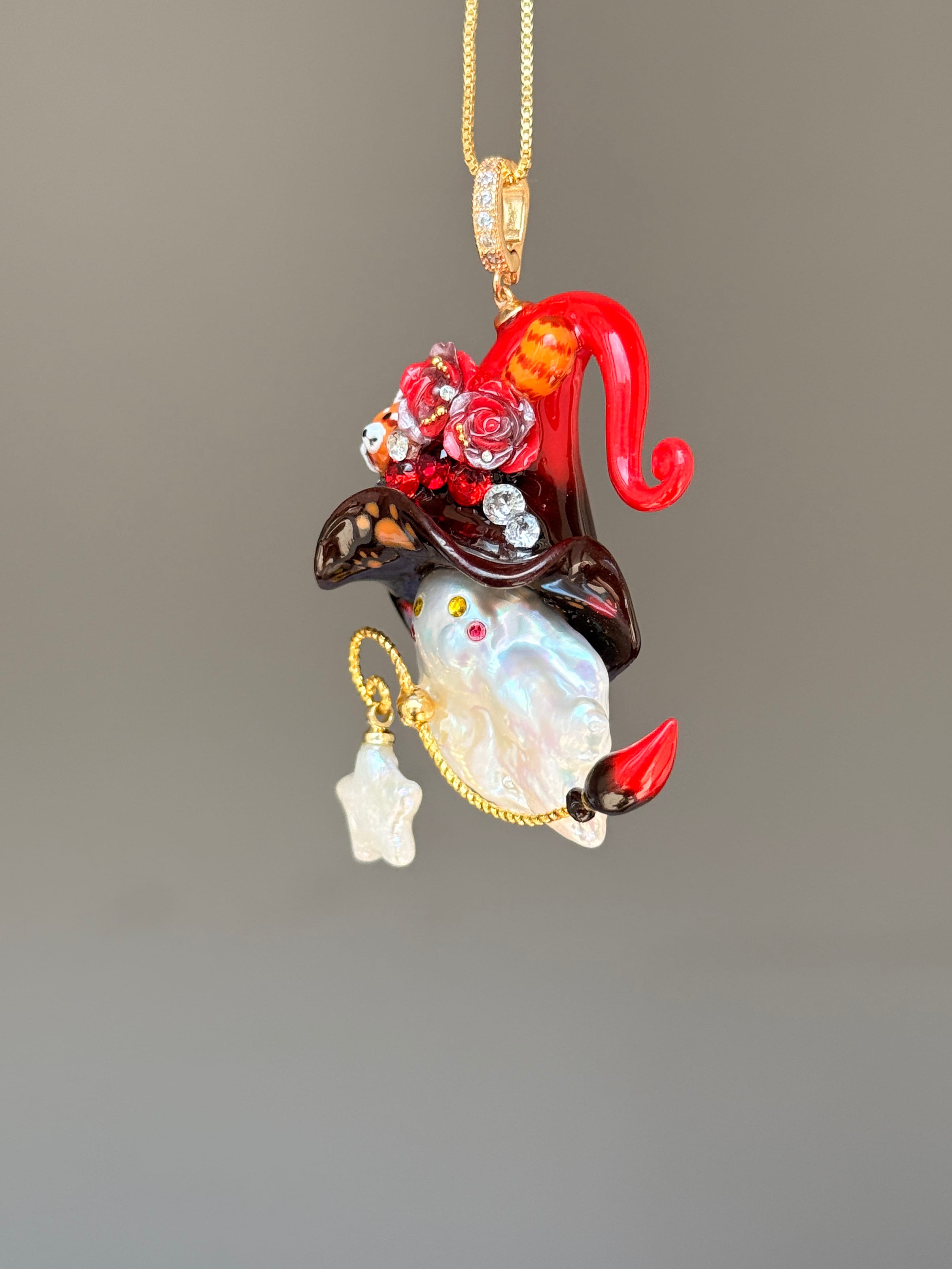 Little Red Panda Sprite Baroque Pearl Necklace SKUE352