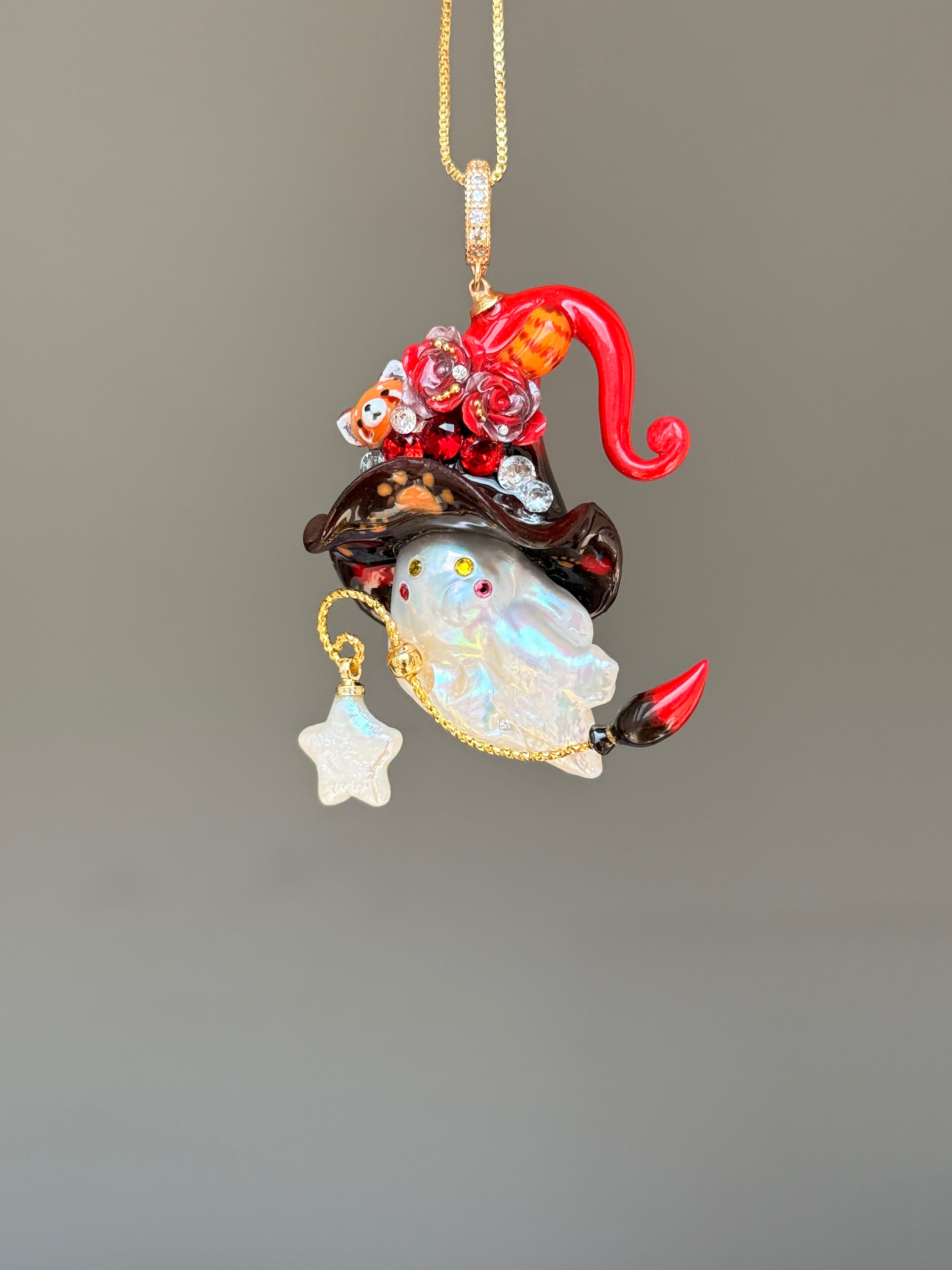 Little Red Panda Sprite Baroque Pearl Necklace SKUE352