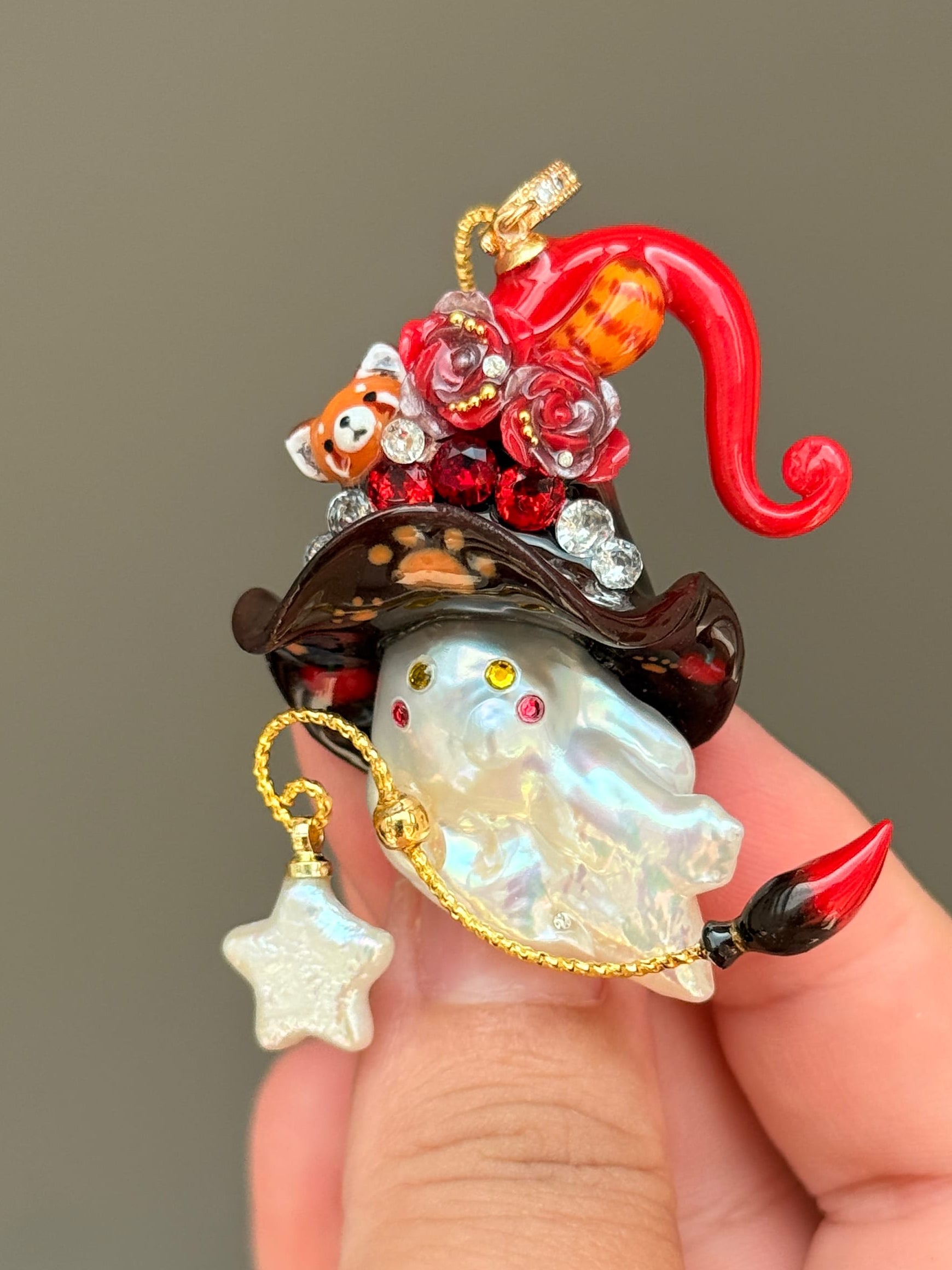 Little Red Panda Sprite Baroque Pearl Necklace SKUE352
