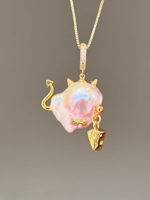 Cheese Horn Sprite Baroque Pearl Necklace SKUE280