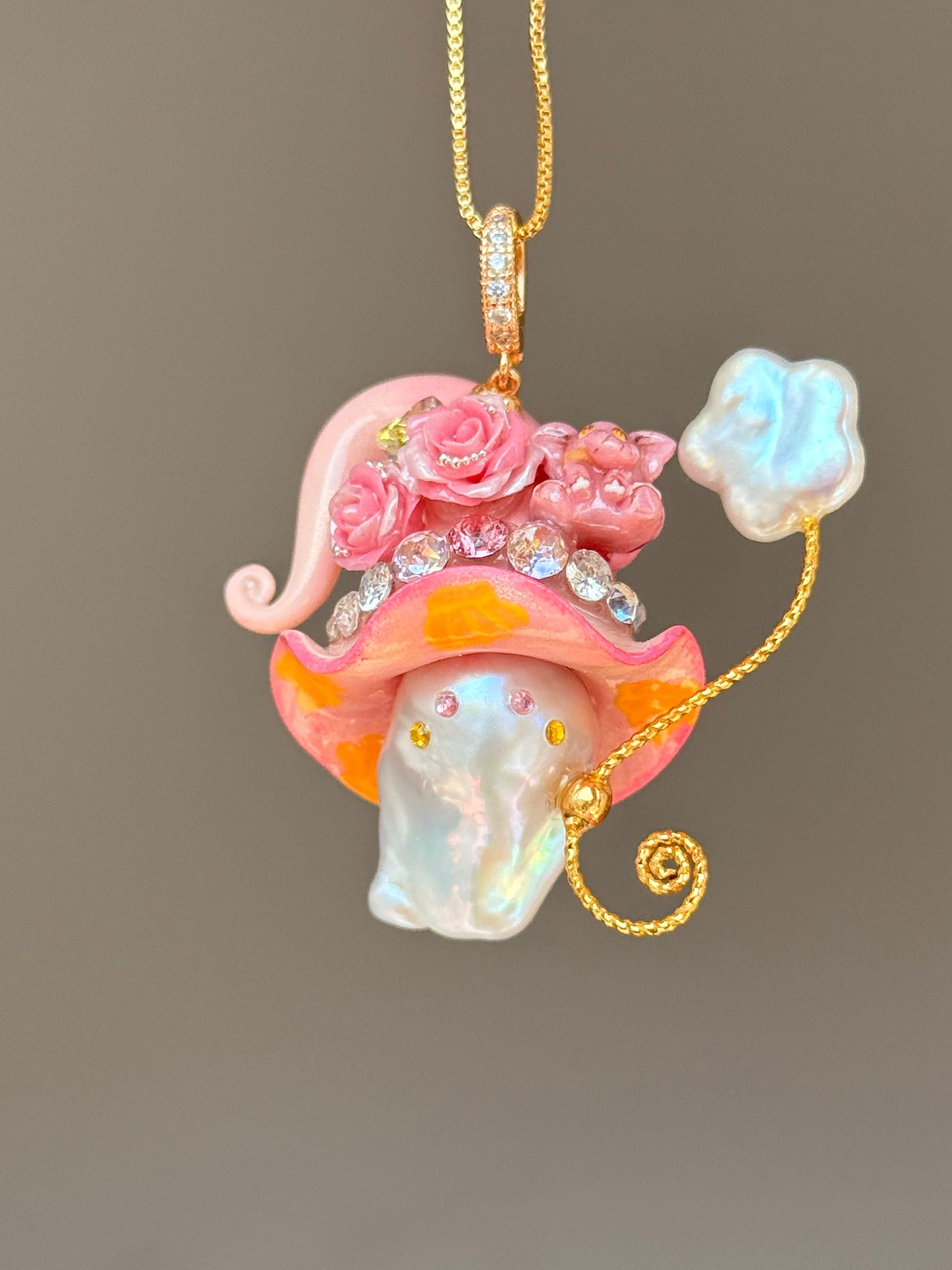 Banana Elephant Sprite Baroque Pearl Necklace SKUE277
