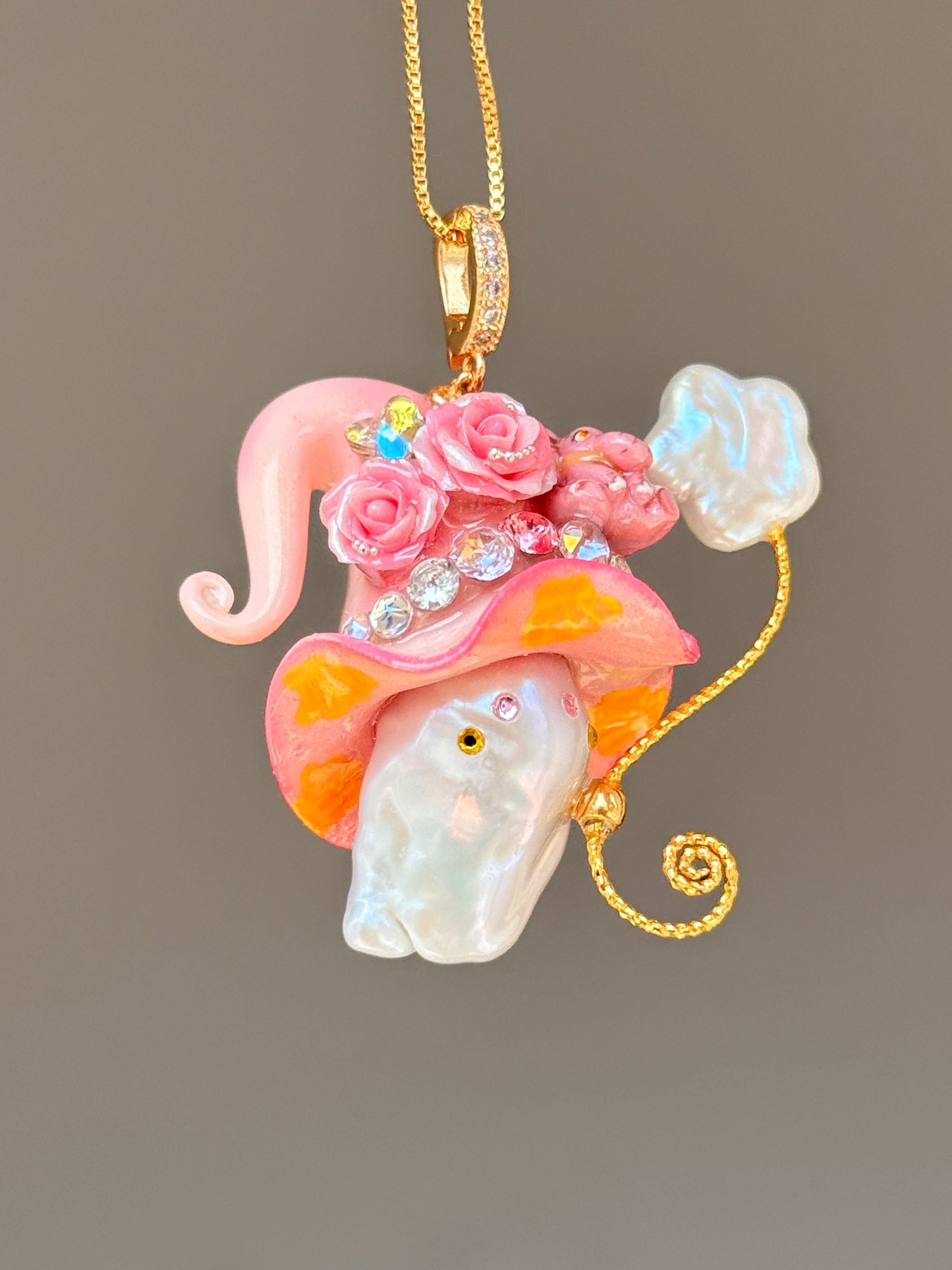 Banana Elephant Sprite Baroque Pearl Necklace SKUE277