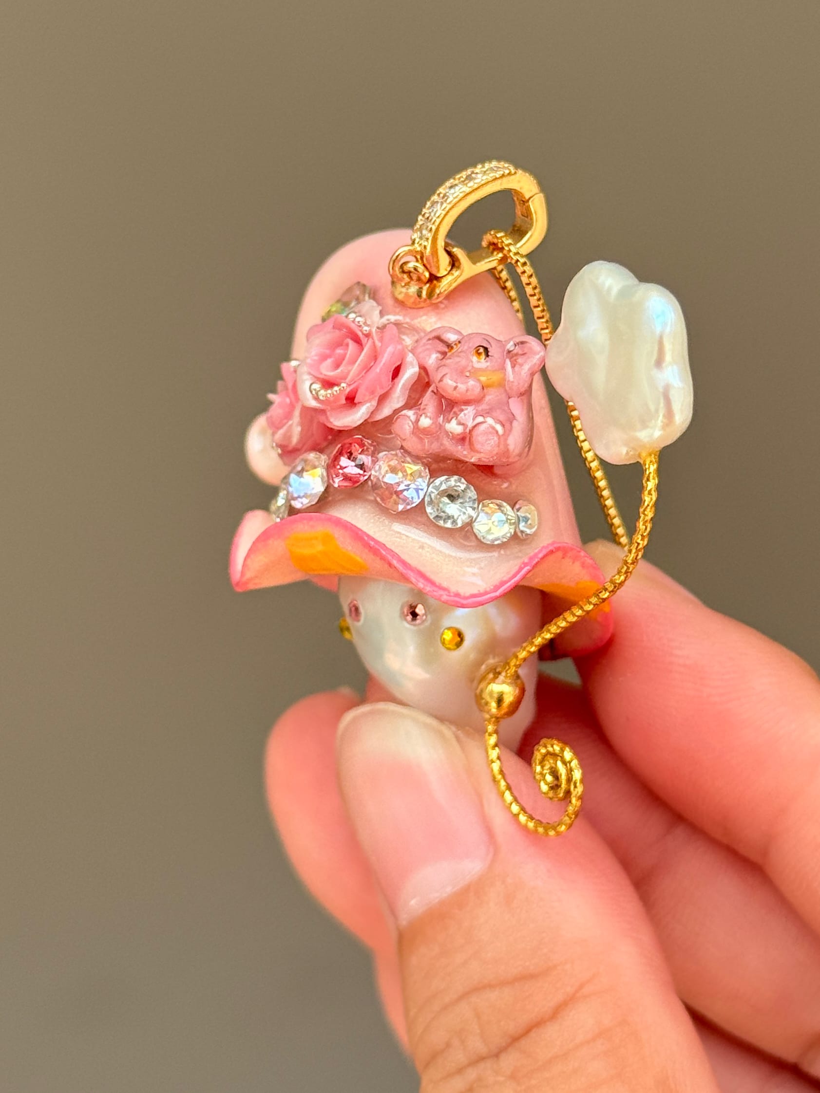 Banana Elephant Sprite Baroque Pearl Necklace SKUE277