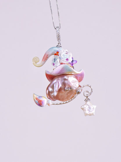 Hat Charms – Hand-Sculpted Mini Hat Pearl Necklace - Iridescent Doodle 921
