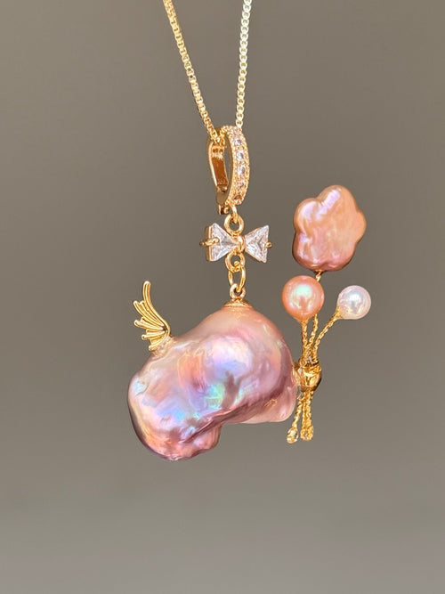 Balloon Wing Sprite Baroque Pearl Necklace SKU874P869