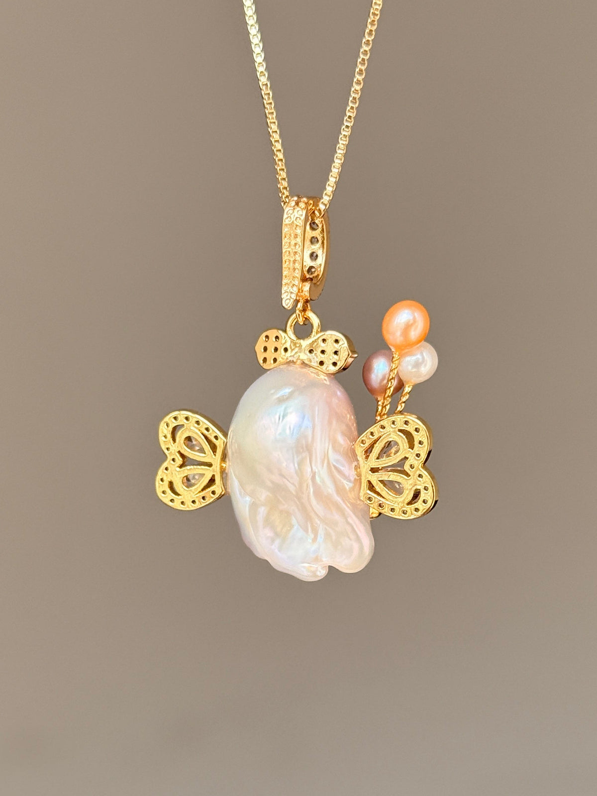 Balloon Butterfly Sprite Baroque Pearl Necklace SKUE345