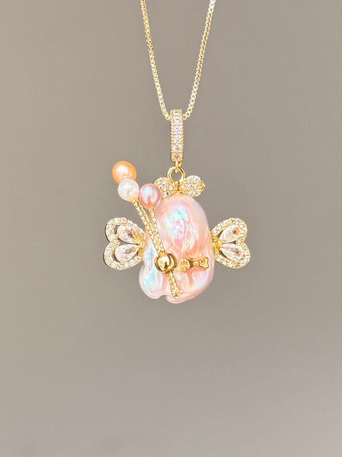Balloon Butterfly Sprite Baroque Pearl Necklace SKUE345
