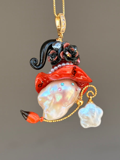 Crimson Riff Sprite Baroque Pearl Necklace