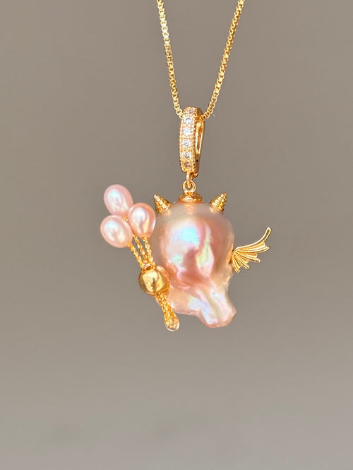 Balloon Horn Sprite Baroque Pearl Necklace SKUE140