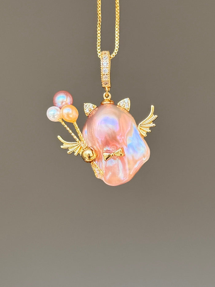 Winged Cherub Baroque Pearl Necklace SKUE111