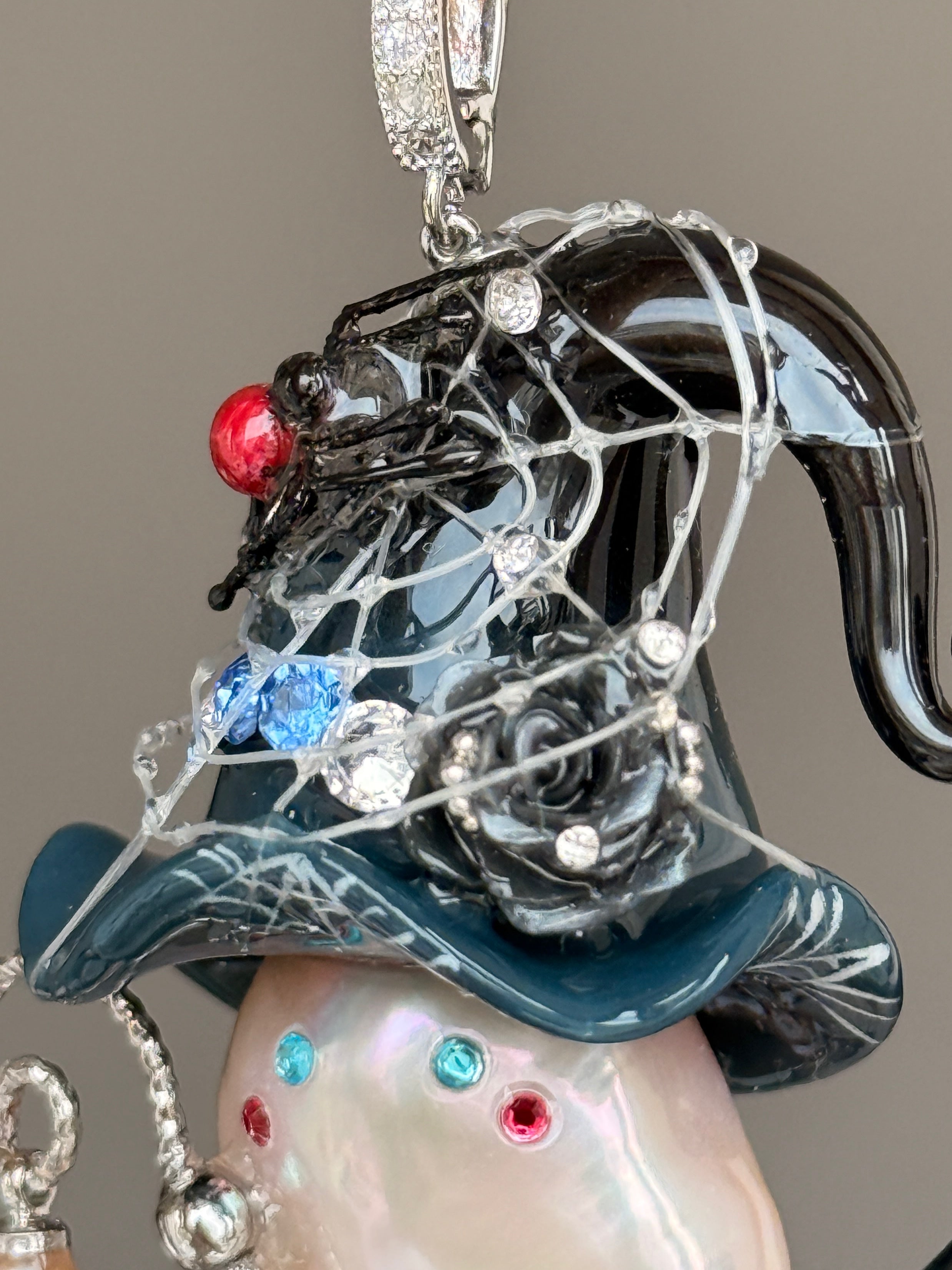 Midnight Spider Web Witch Baroque Pearl Necklace SKUE75