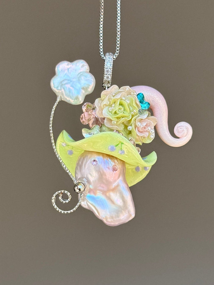 Cherry Sherbet Sprite Baroque Pearl Necklace SKUE73
