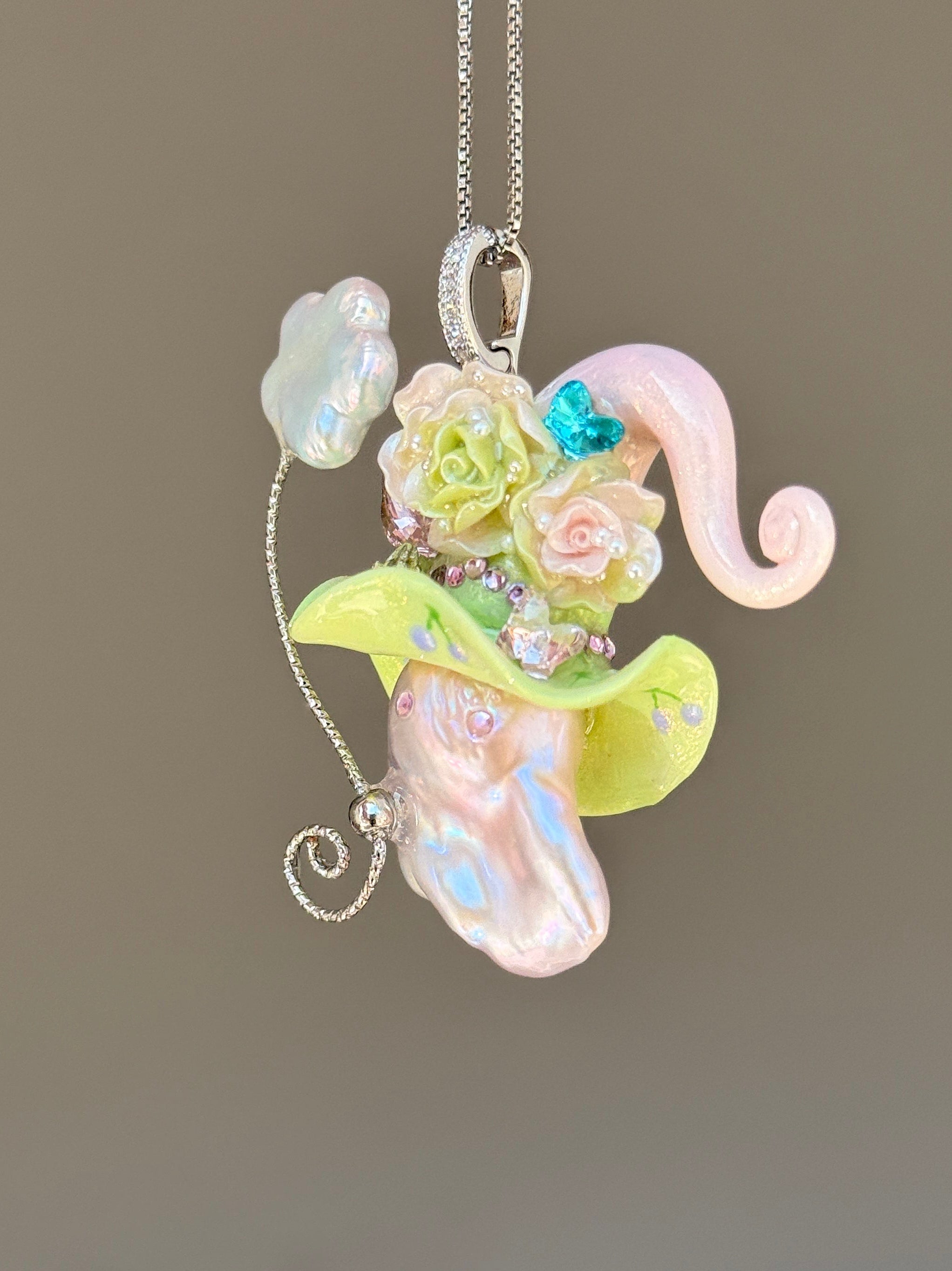 Cherry Sherbet Sprite Baroque Pearl Necklace SKUE73
