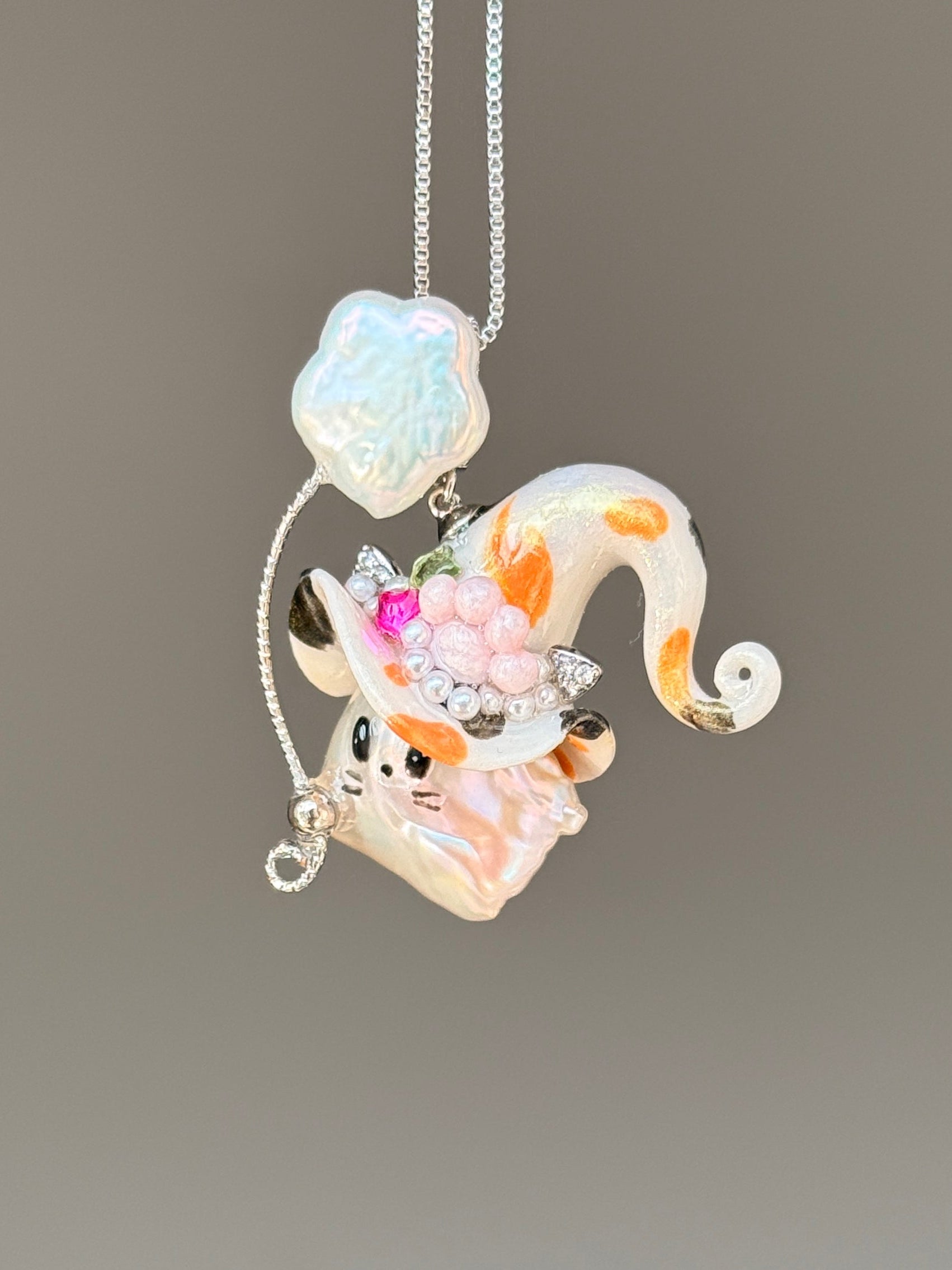 Calico Kitty Sprite Baroque Pearl Necklace SKUE62