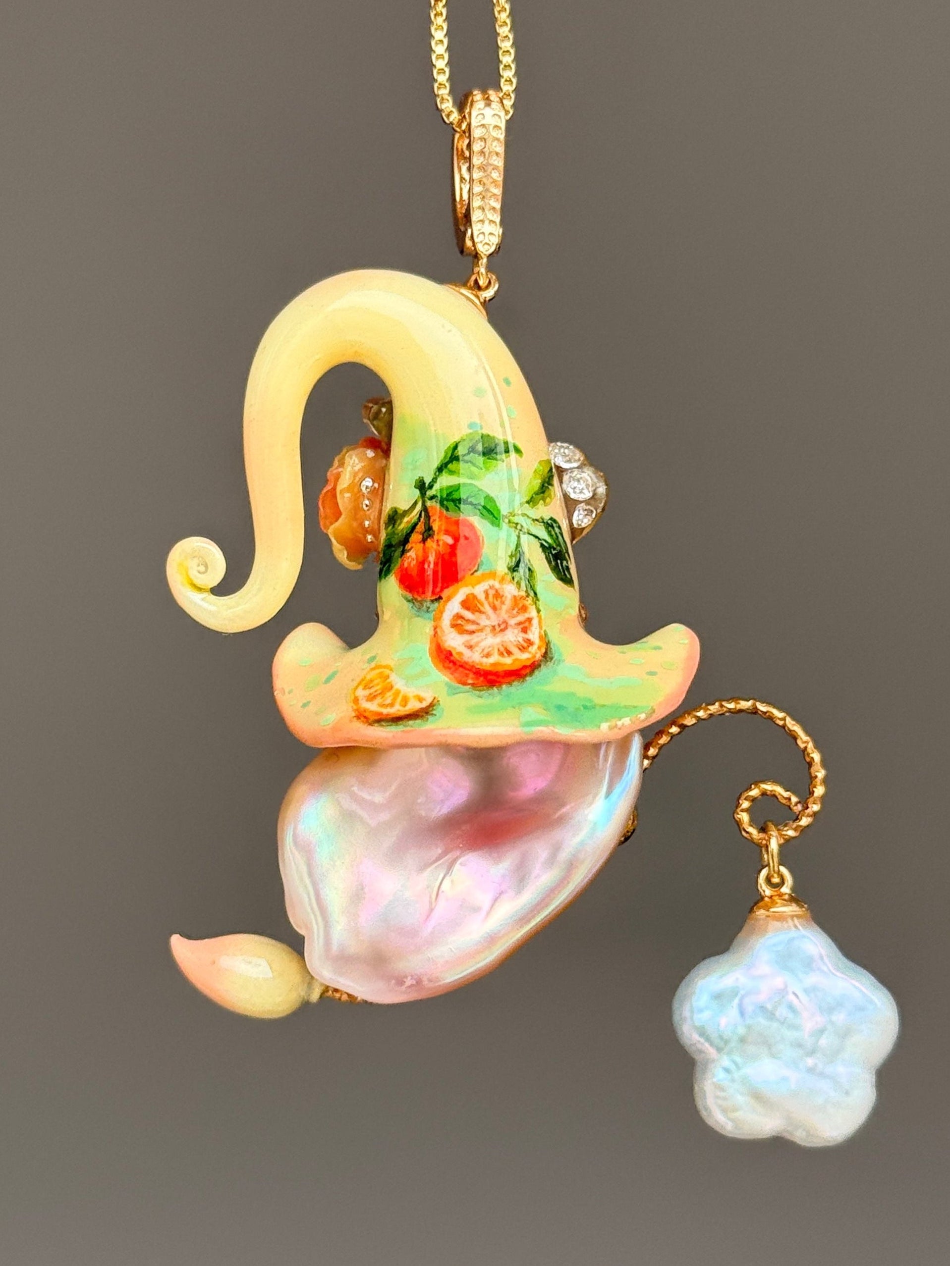 Hidden Citrus Sprite Baroque Pearl Necklace SKUE3